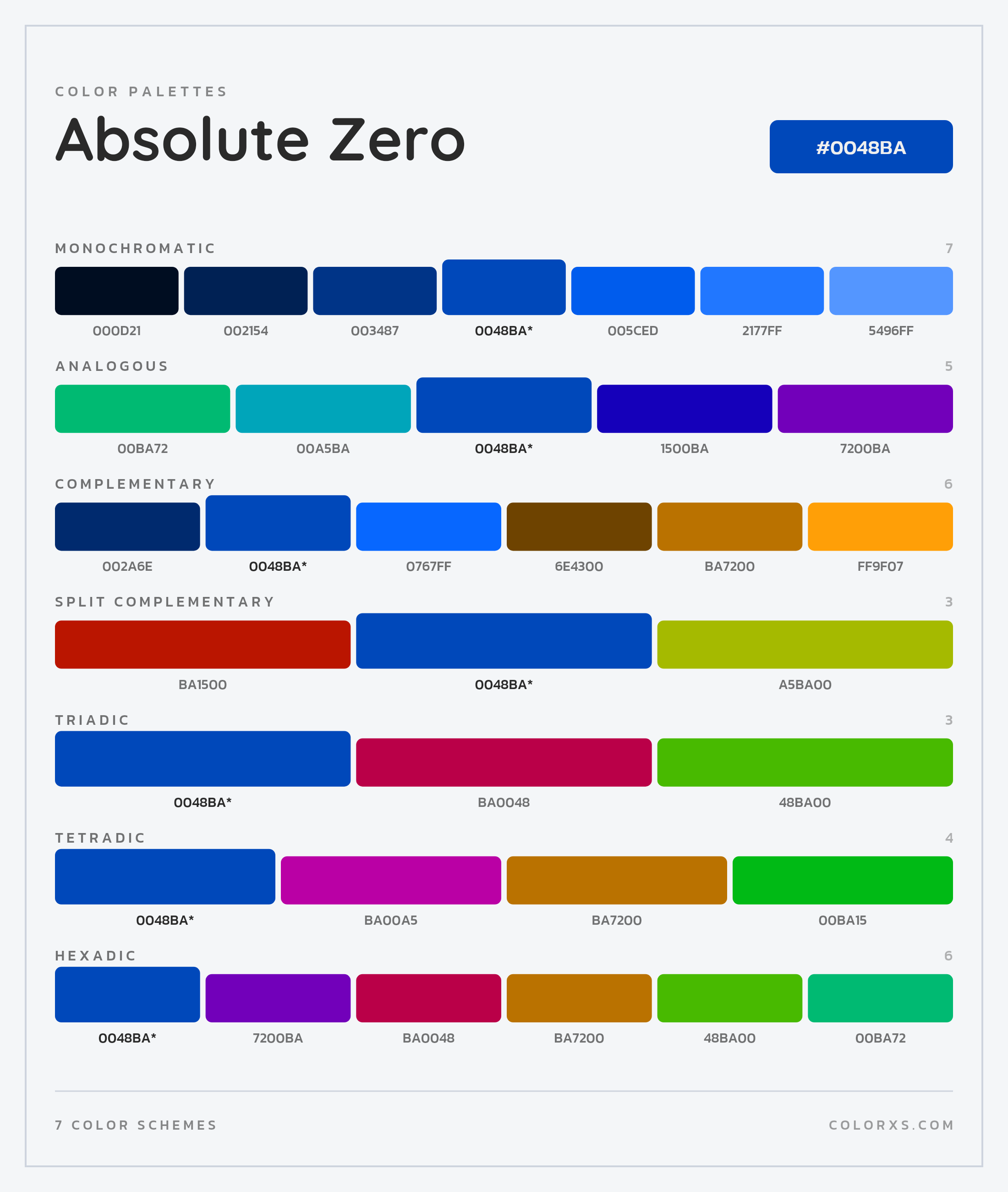 Absolute Zero Color Scheme Palettes