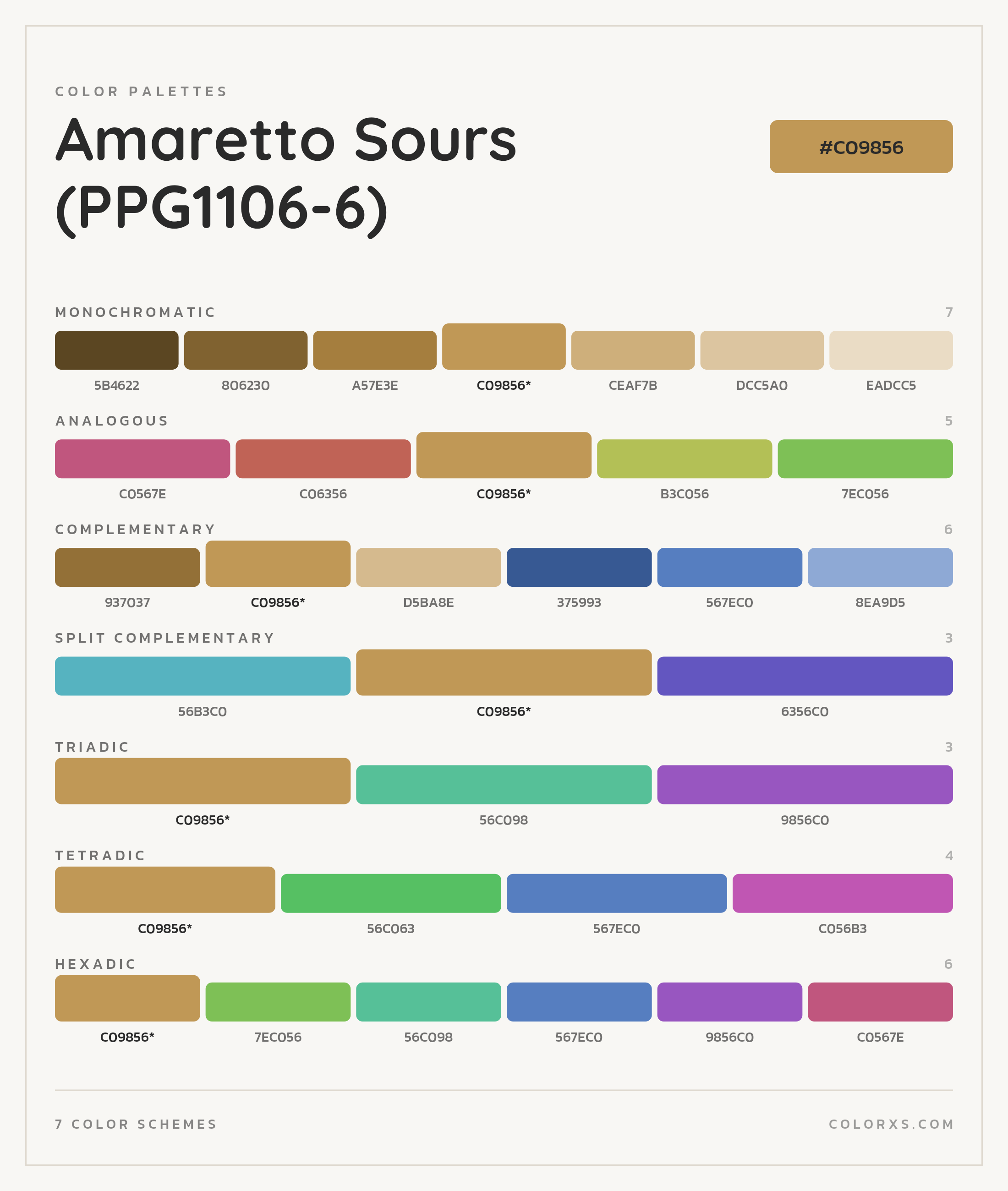Amaretto Sours (PPG1106-6) Color Scheme Palettes