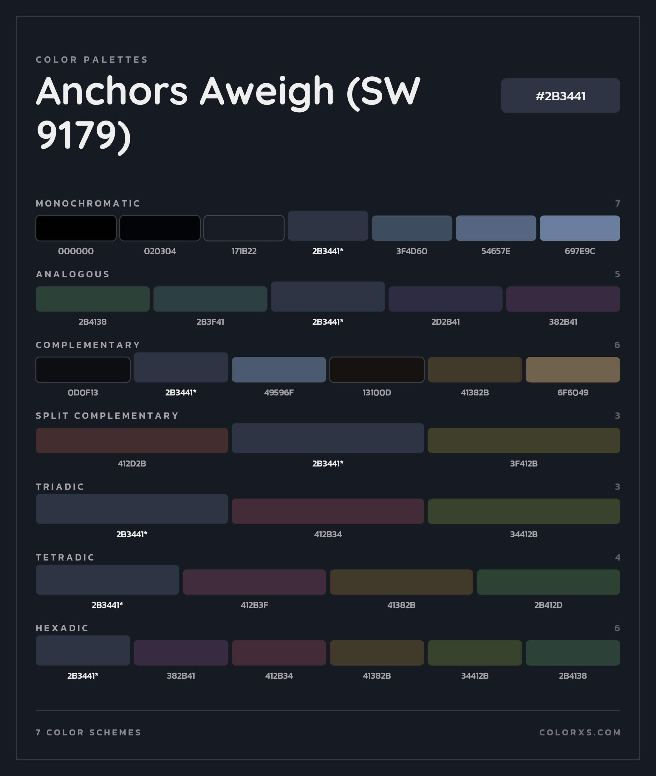 Anchors Aweigh (SW 9179) Color Scheme Palettes