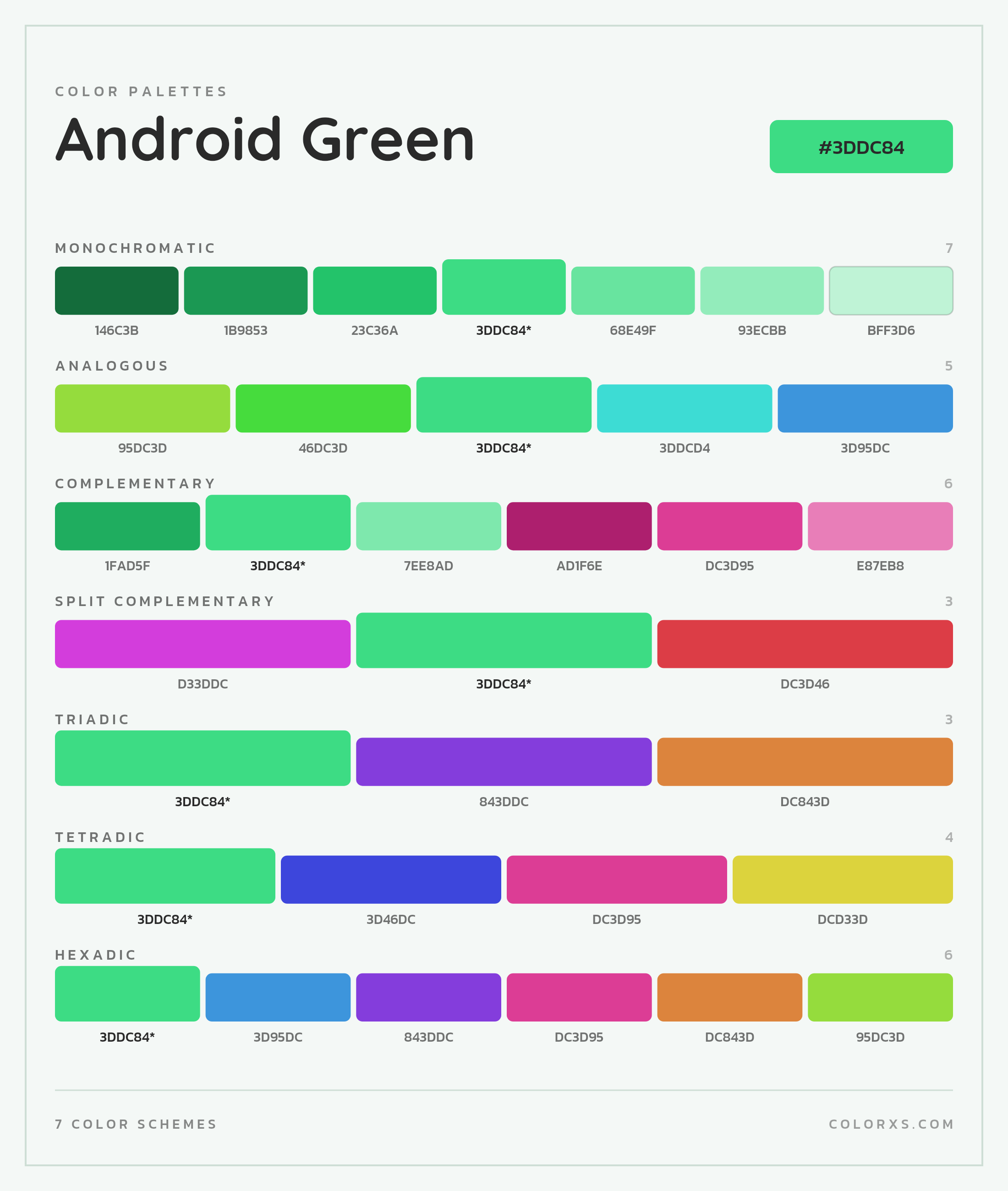 Android Green Color Scheme Palettes