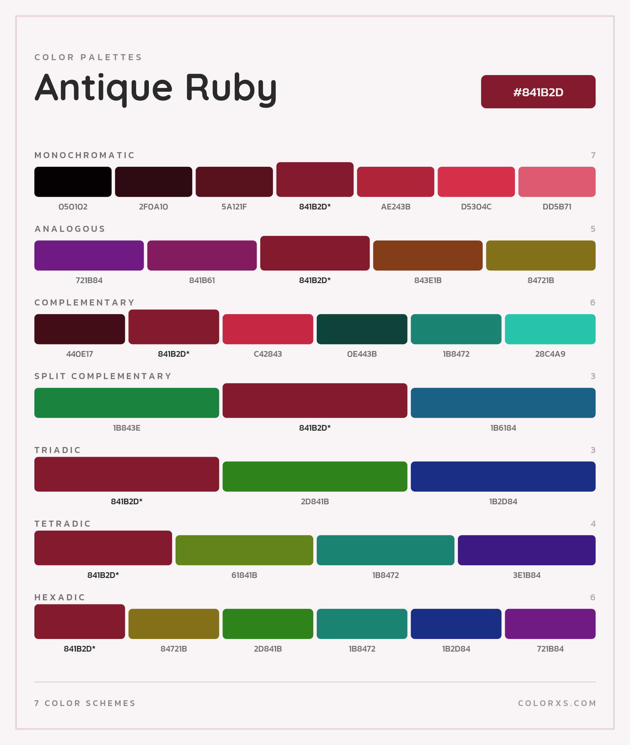 Antique Ruby Color Scheme Palettes