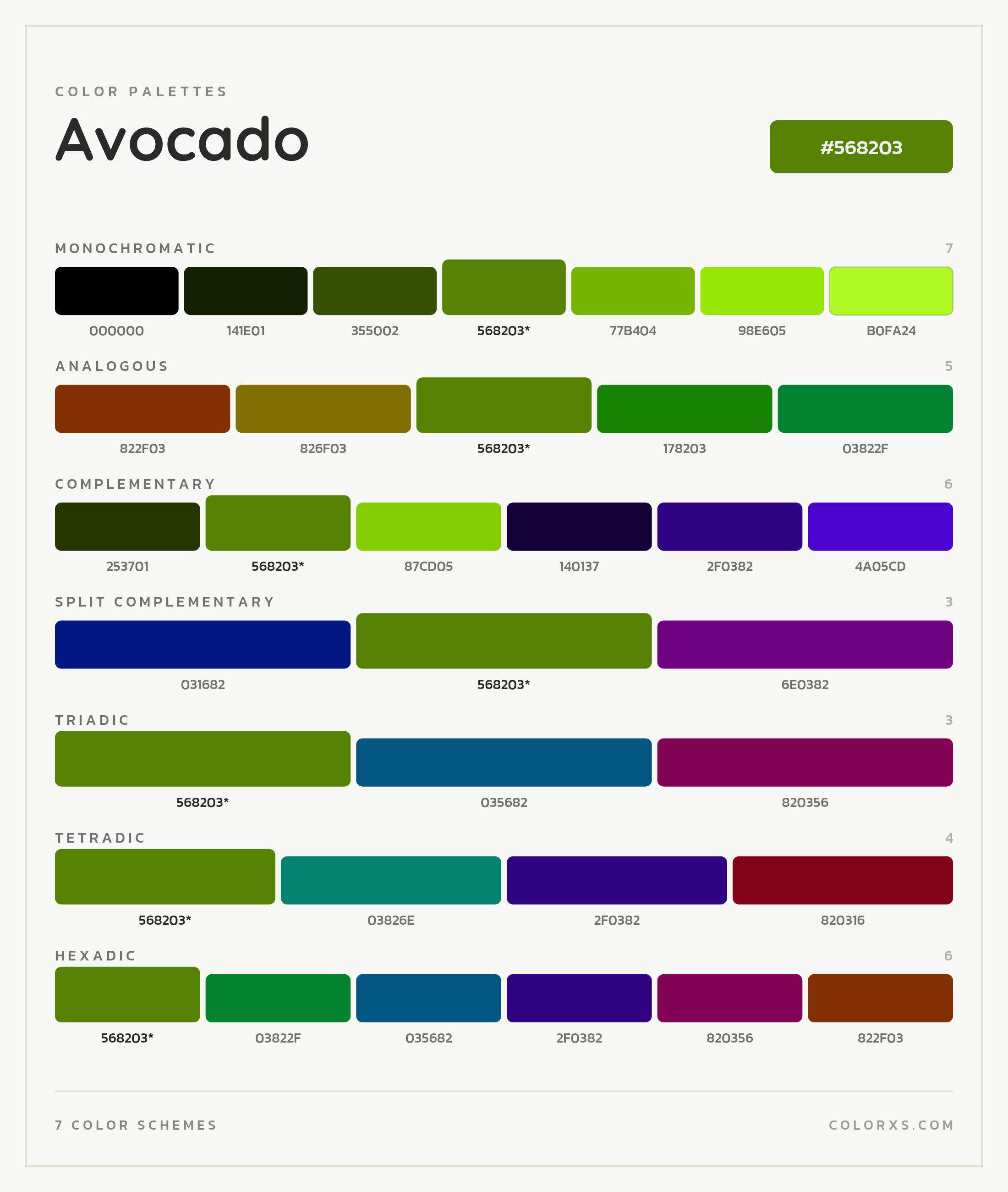 Avocado Color Scheme Palettes