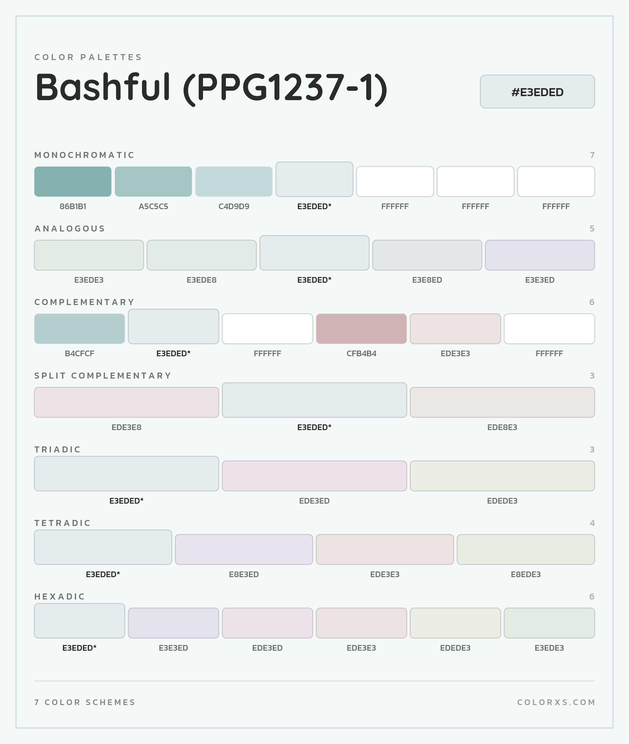 Bashful (PPG1237-1) Color Scheme Palettes