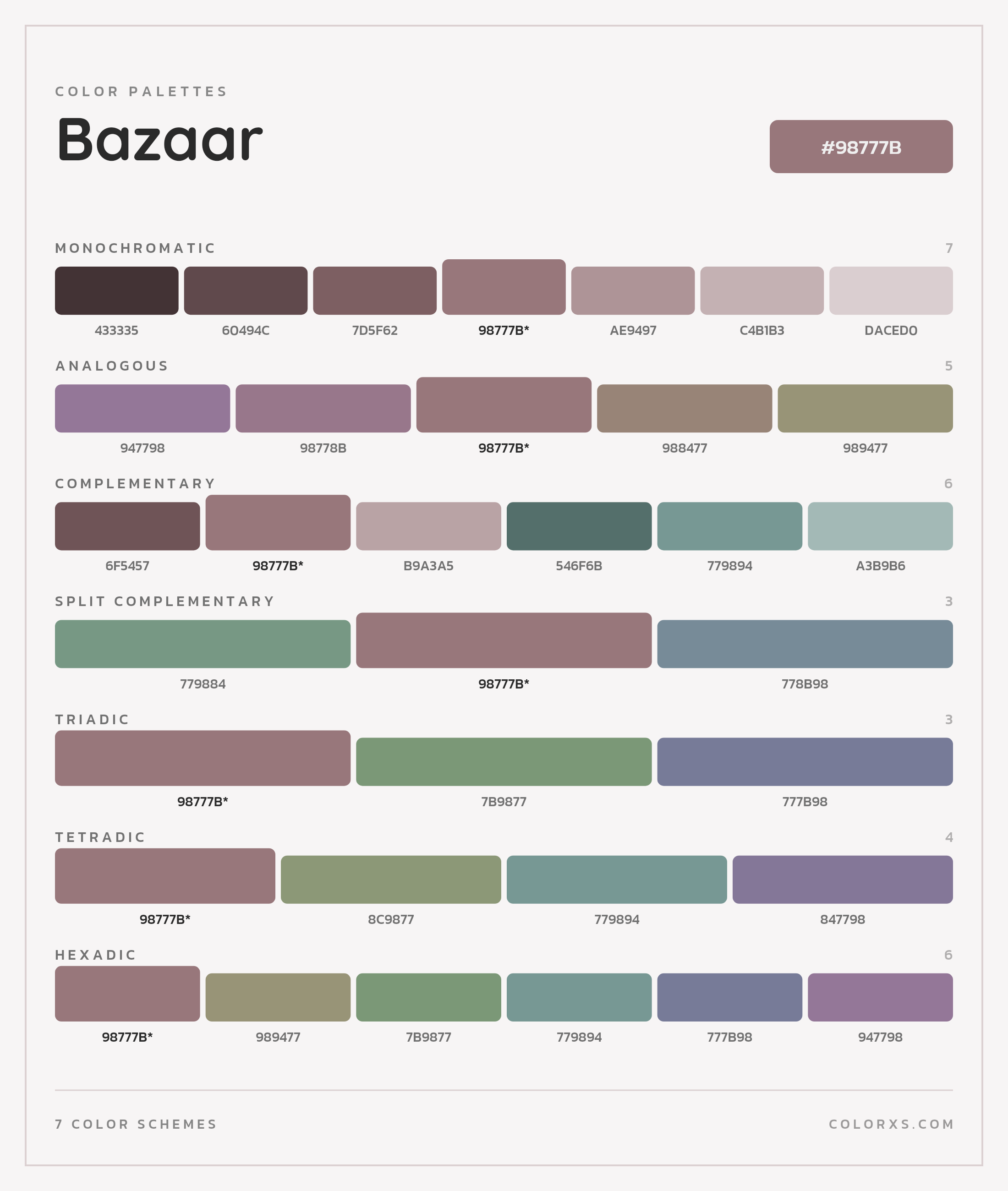 Bazaar Color Scheme Palettes