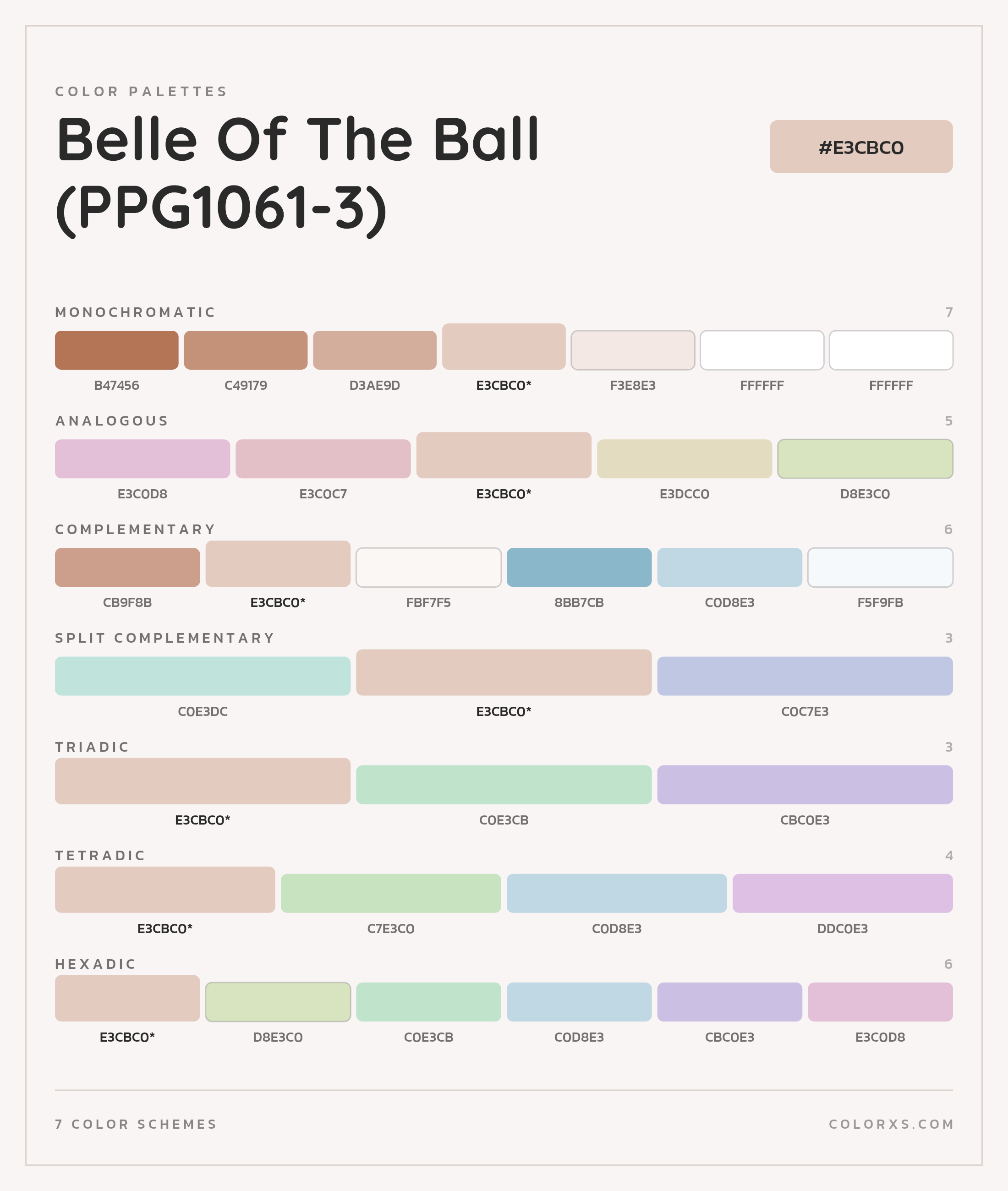 Belle Of The Ball (PPG1061-3) Color Scheme Palettes