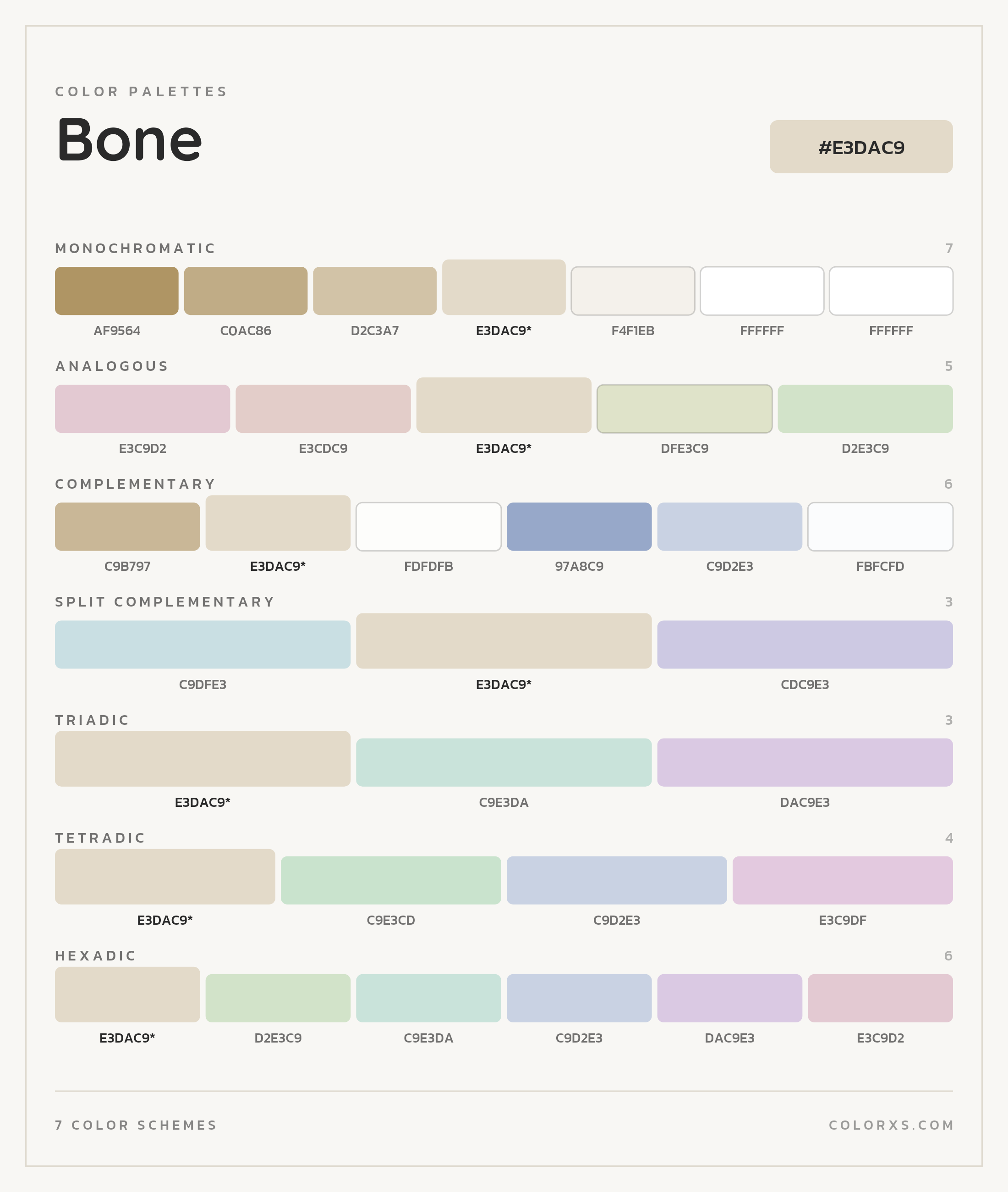 Bone Color Scheme Palettes