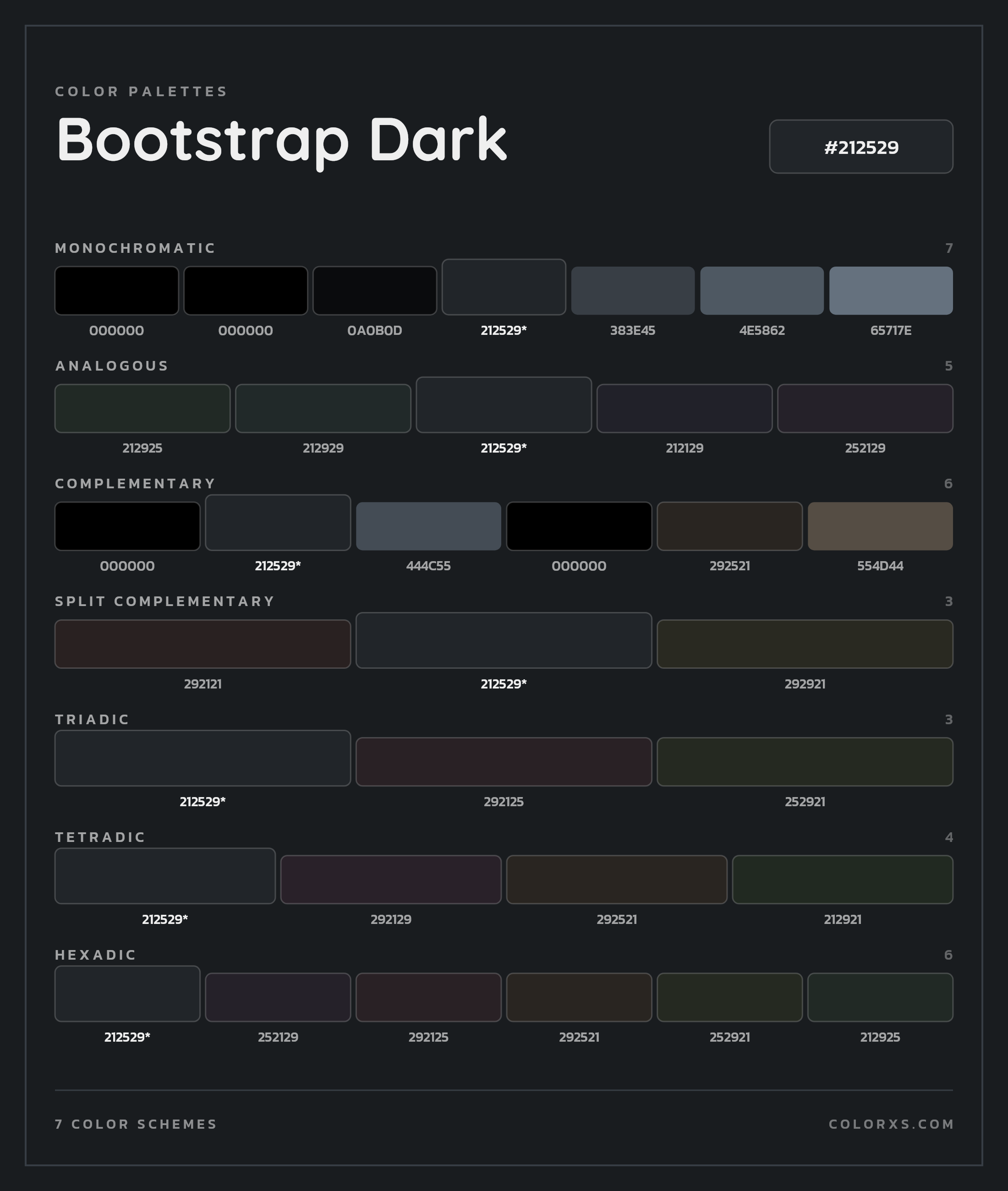 Bootstrap Dark Color Scheme Palettes