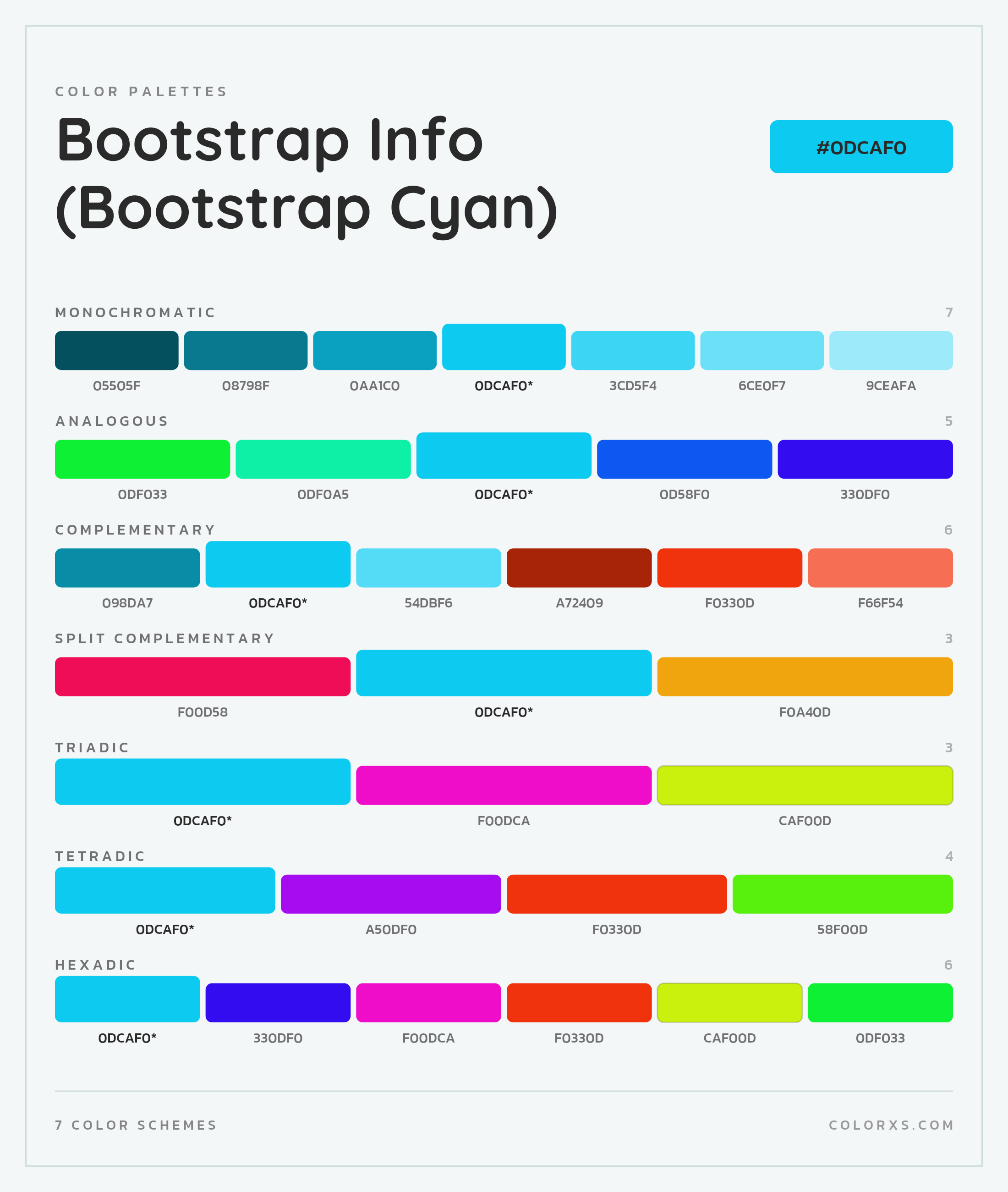 Bootstrap Info (Bootstrap Cyan) Color Scheme Palettes