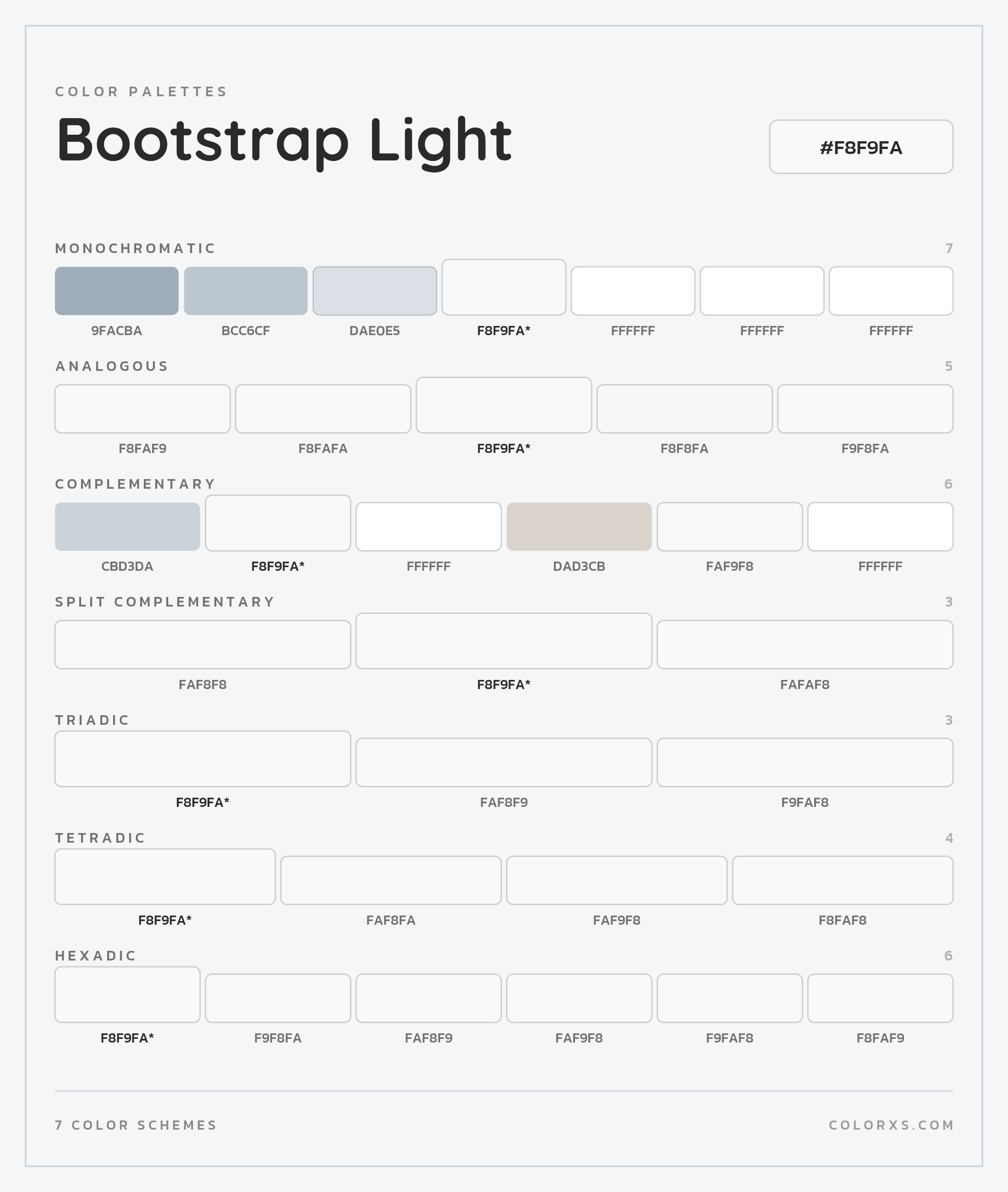 Bootstrap Light Color Scheme Palettes