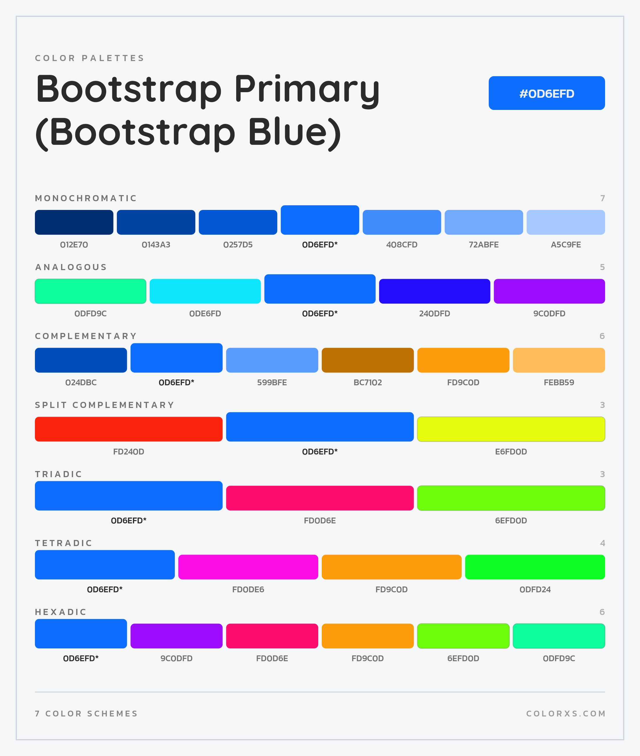 Bootstrap Primary (Bootstrap Blue) Color Scheme Palettes