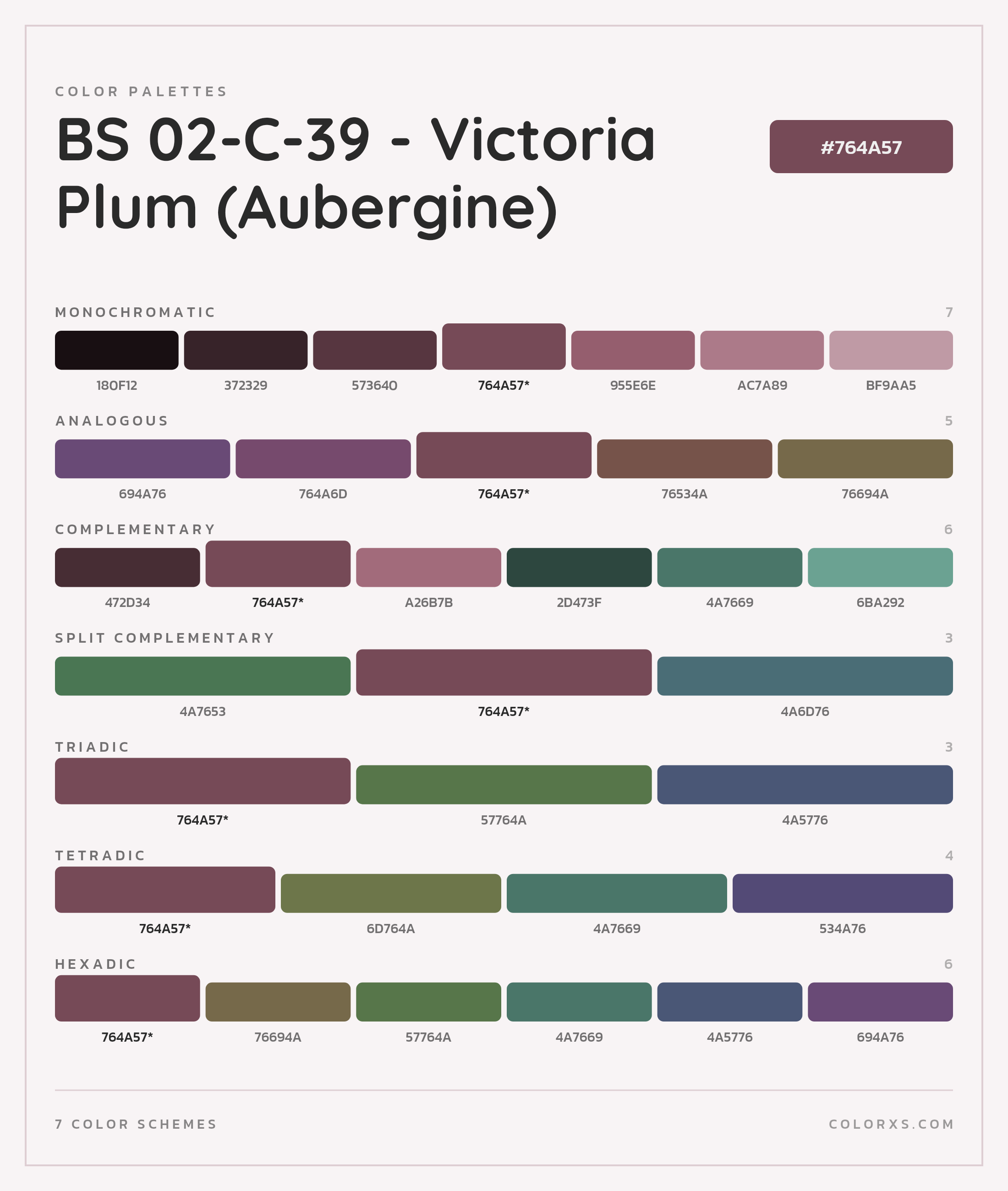 BS 02-C-39 - Victoria Plum (Aubergine) Color Scheme Palettes