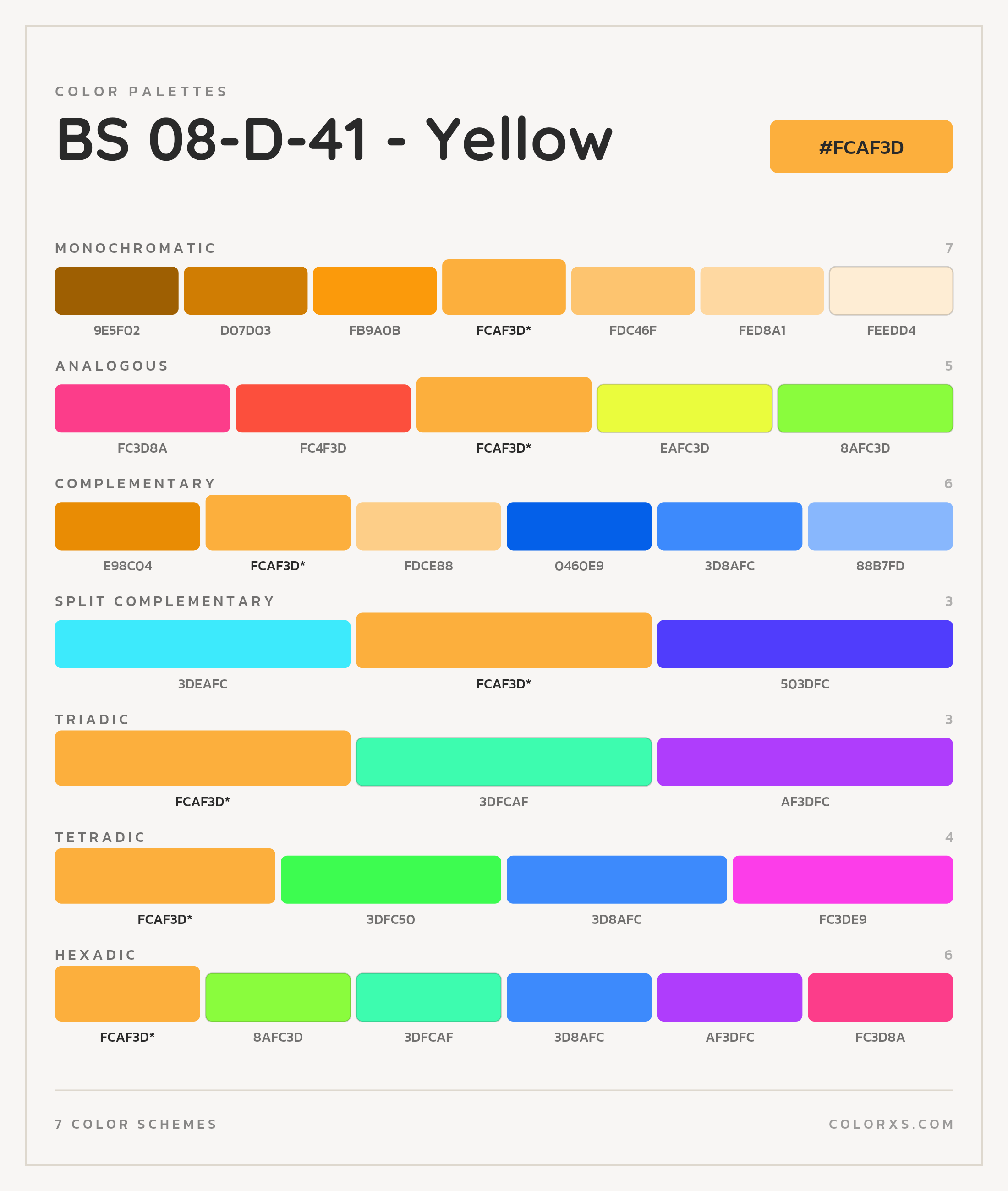 BS 08-D-41 - Yellow Color Scheme Palettes