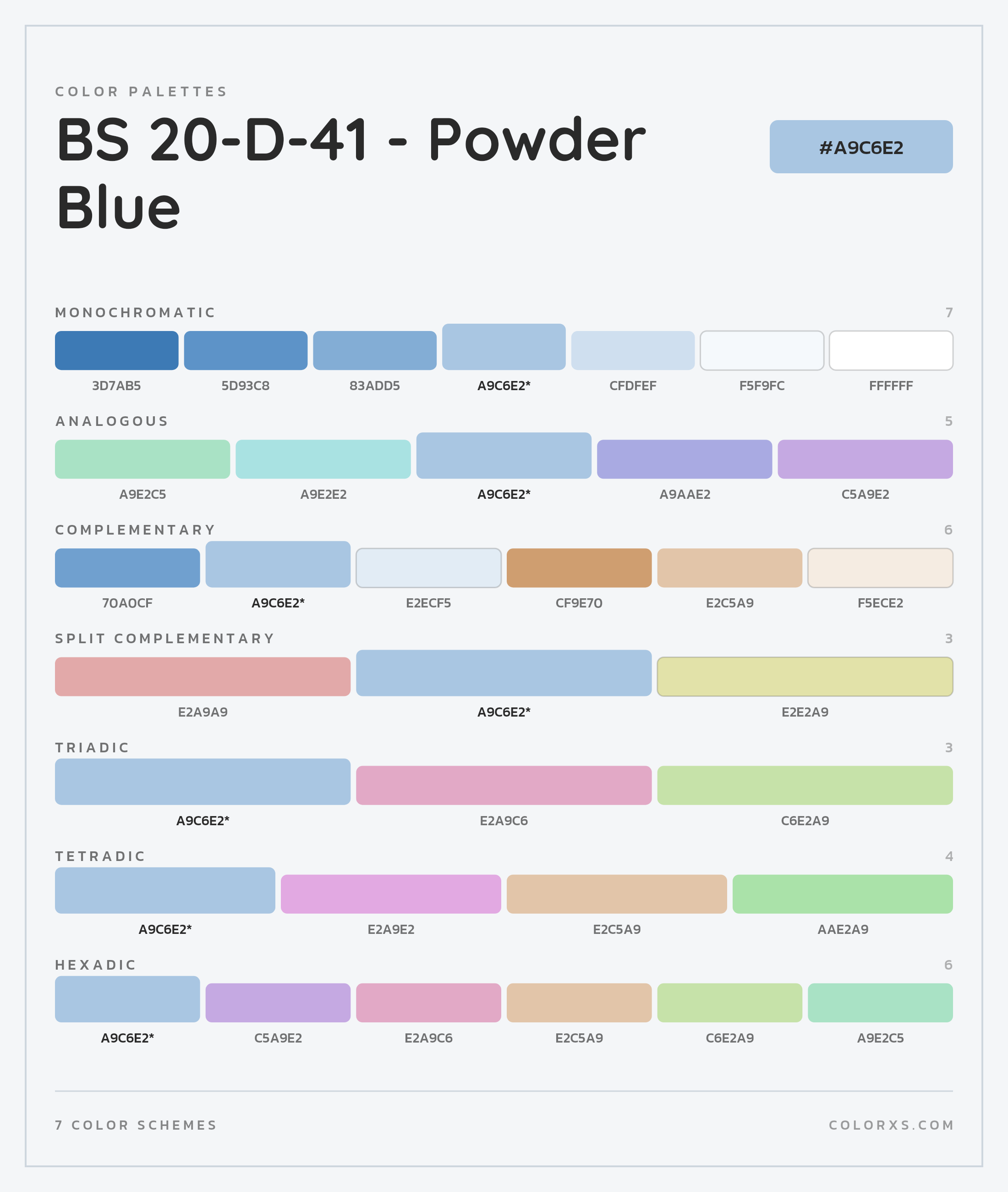 BS 20-D-41 - Powder Blue Color Scheme Palettes