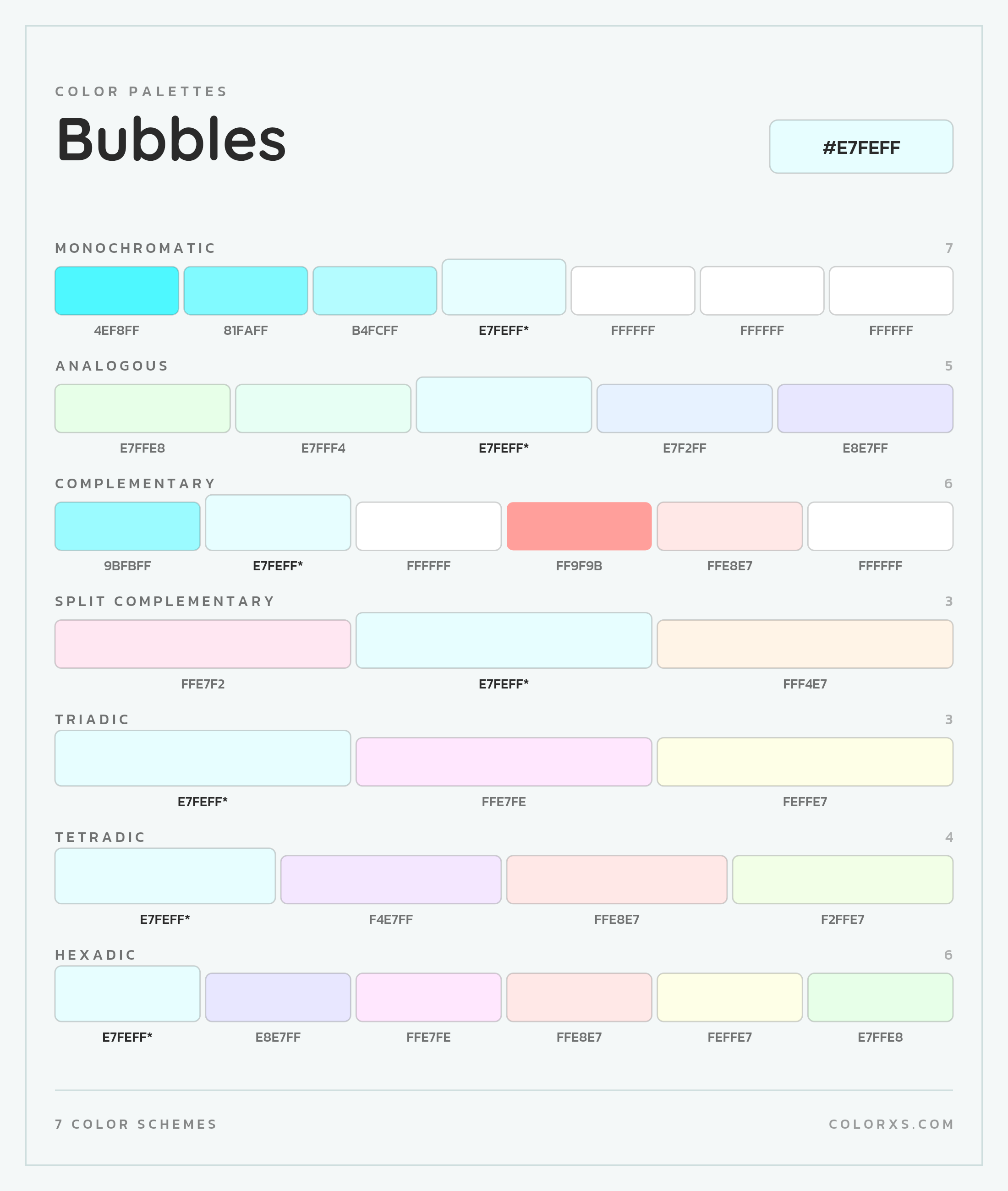 Bubbles Color Scheme Palettes