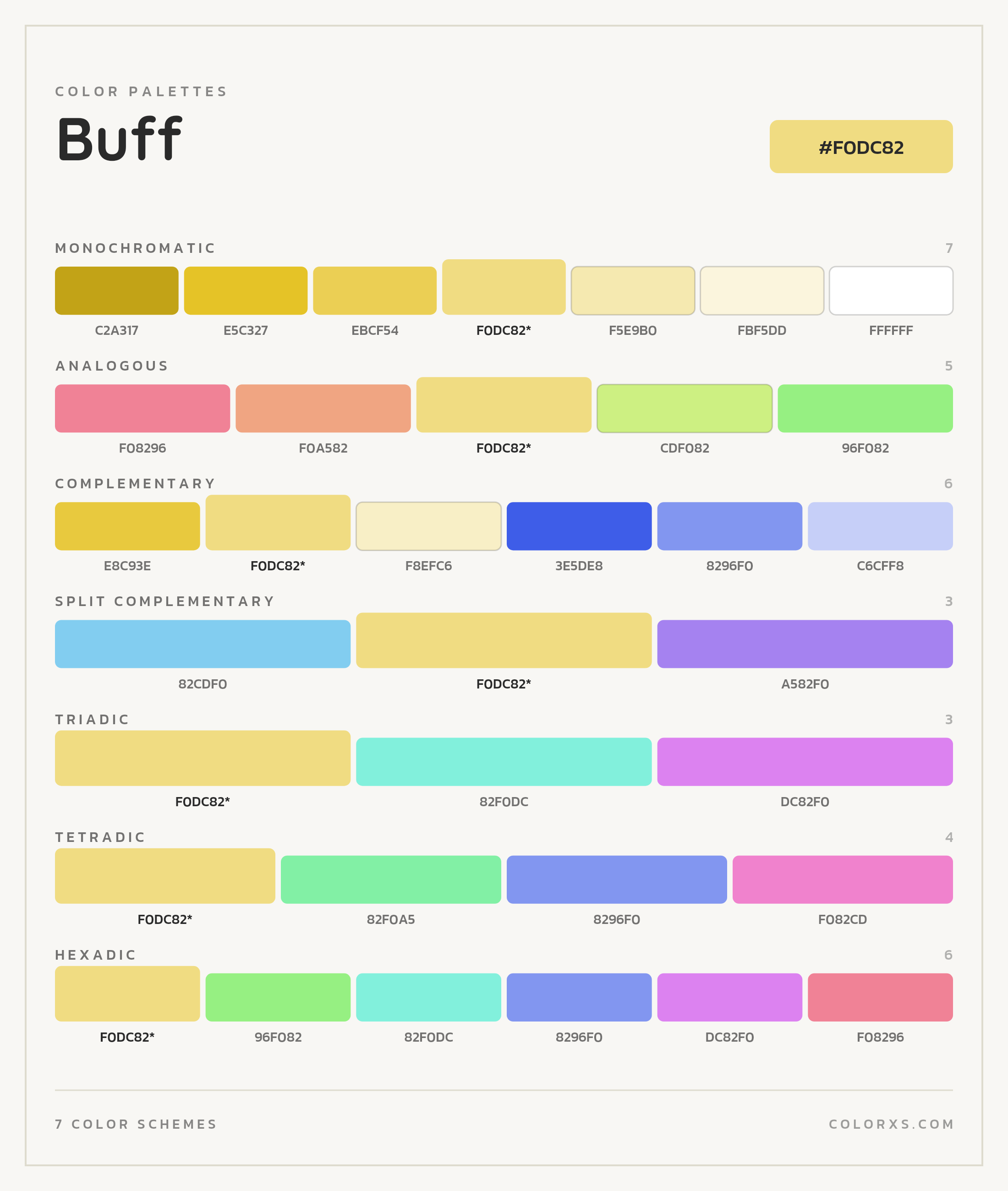 Buff Color Scheme Palettes