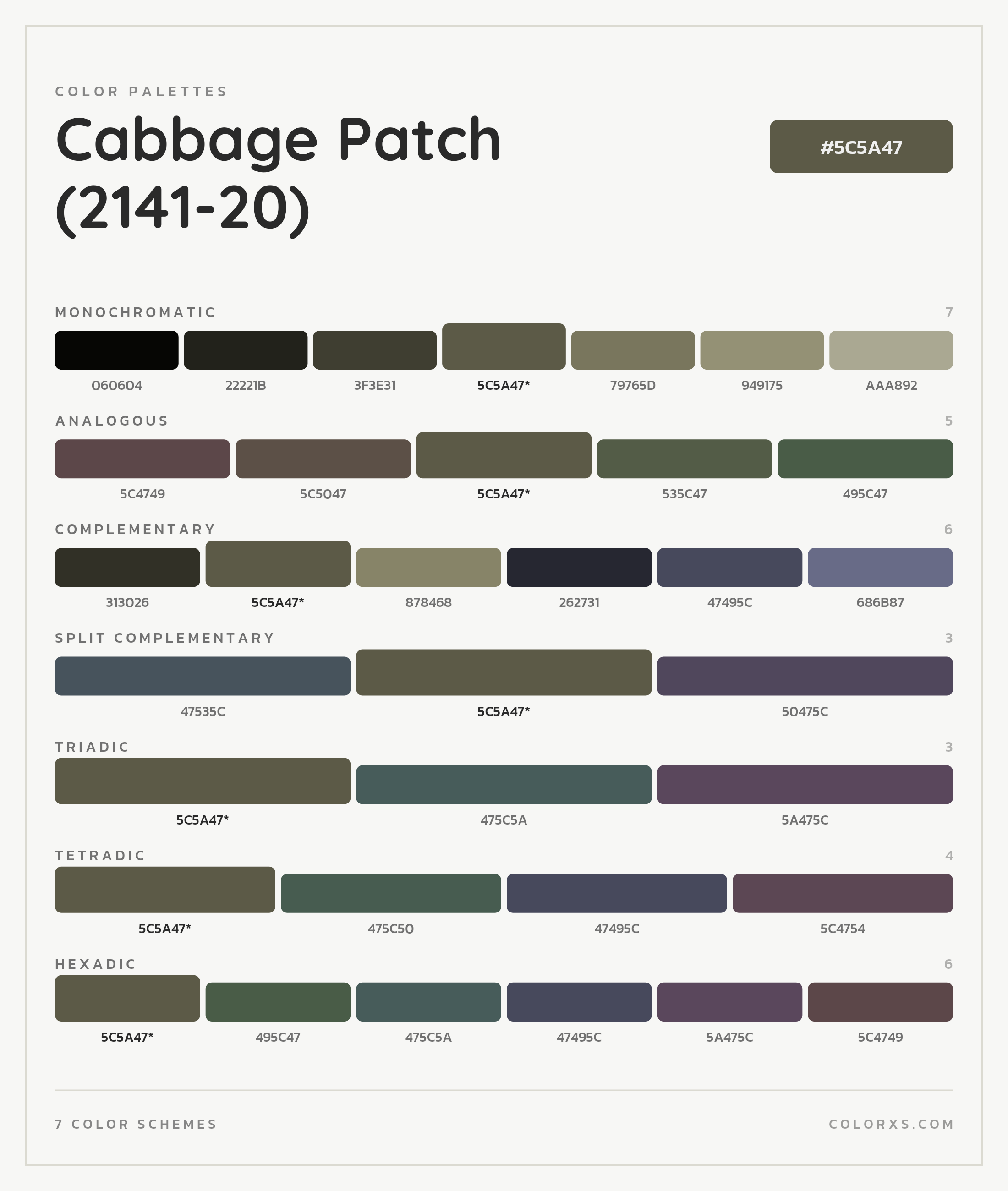 Cabbage Patch (2141-20) Color Scheme Palettes