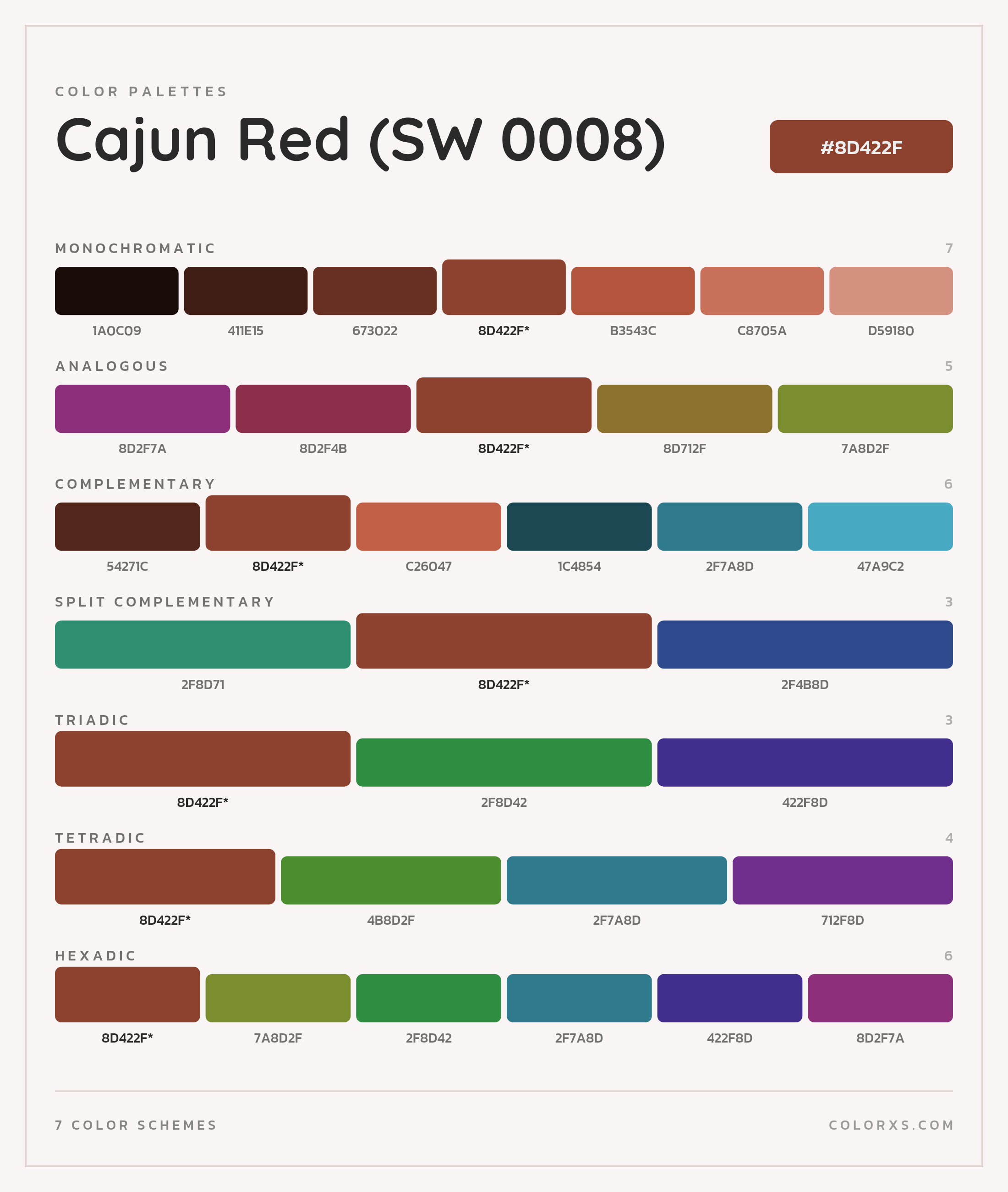 Cajun Red (SW 0008) Color Scheme Palettes