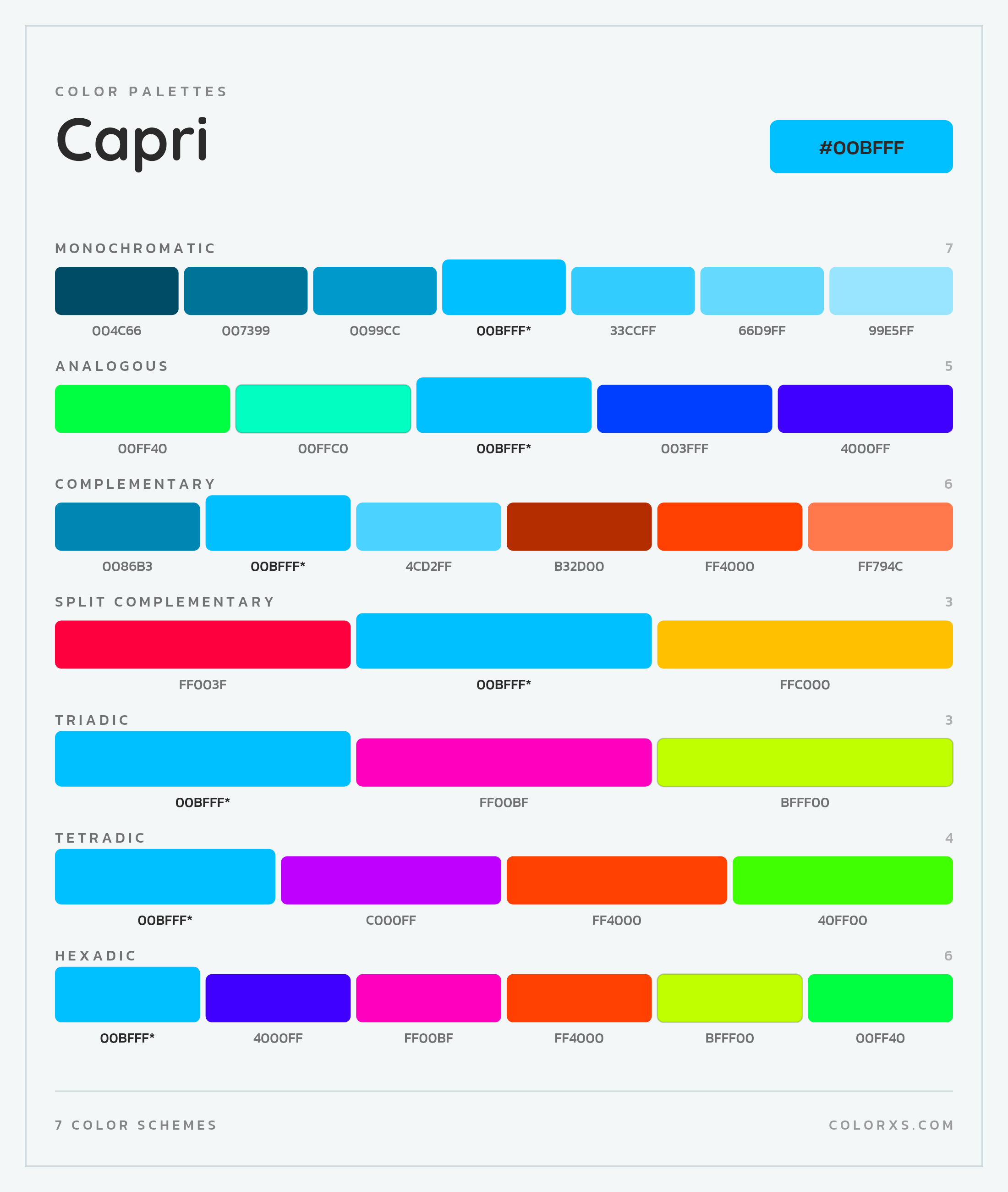 Capri Color Scheme Palettes