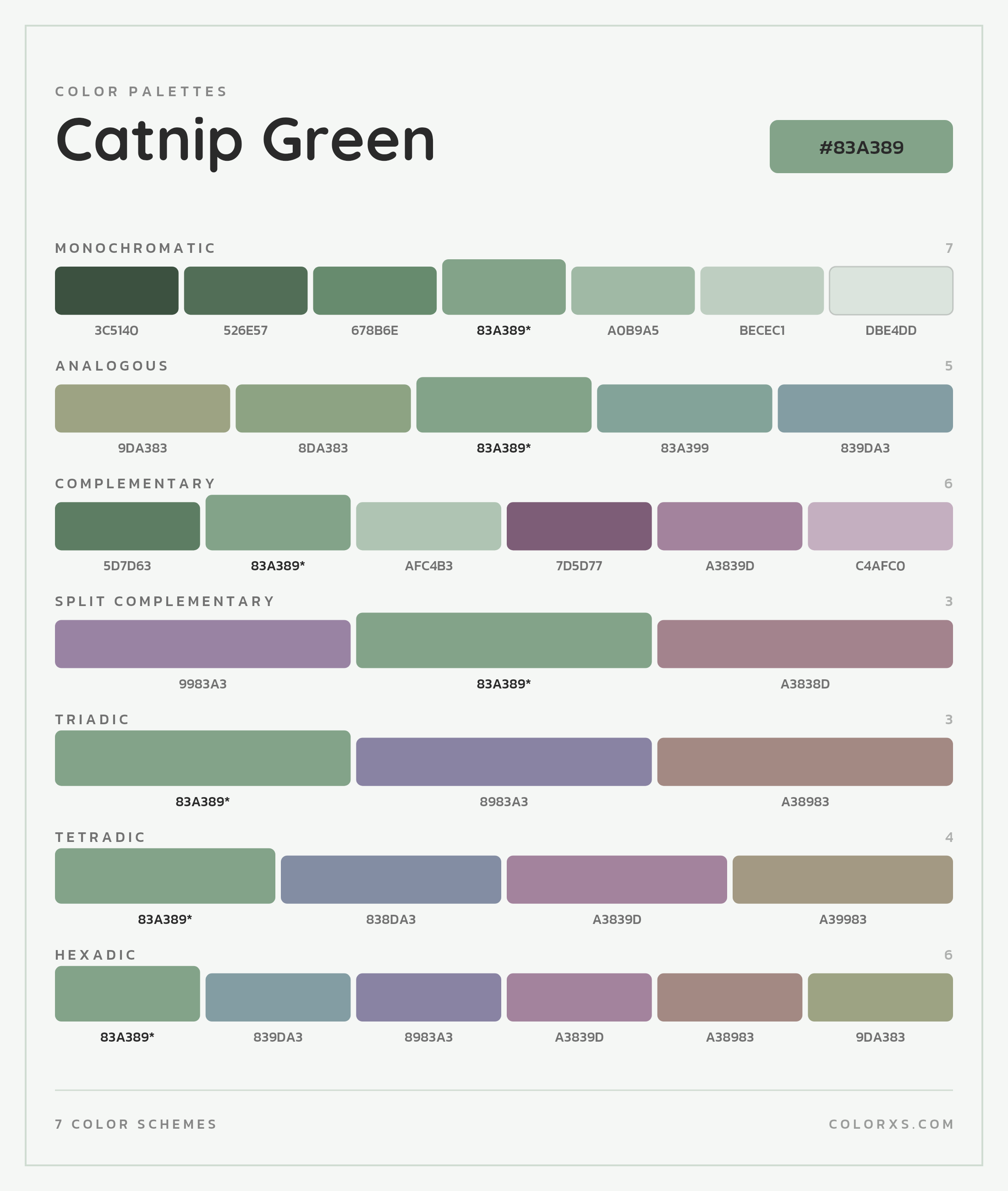 Catnip Green Color Scheme Palettes