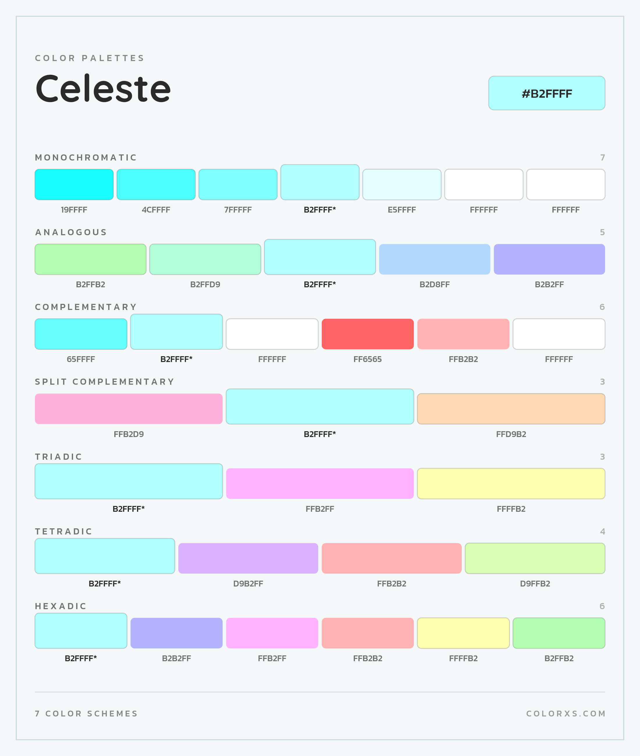 Celeste Color Scheme Palettes