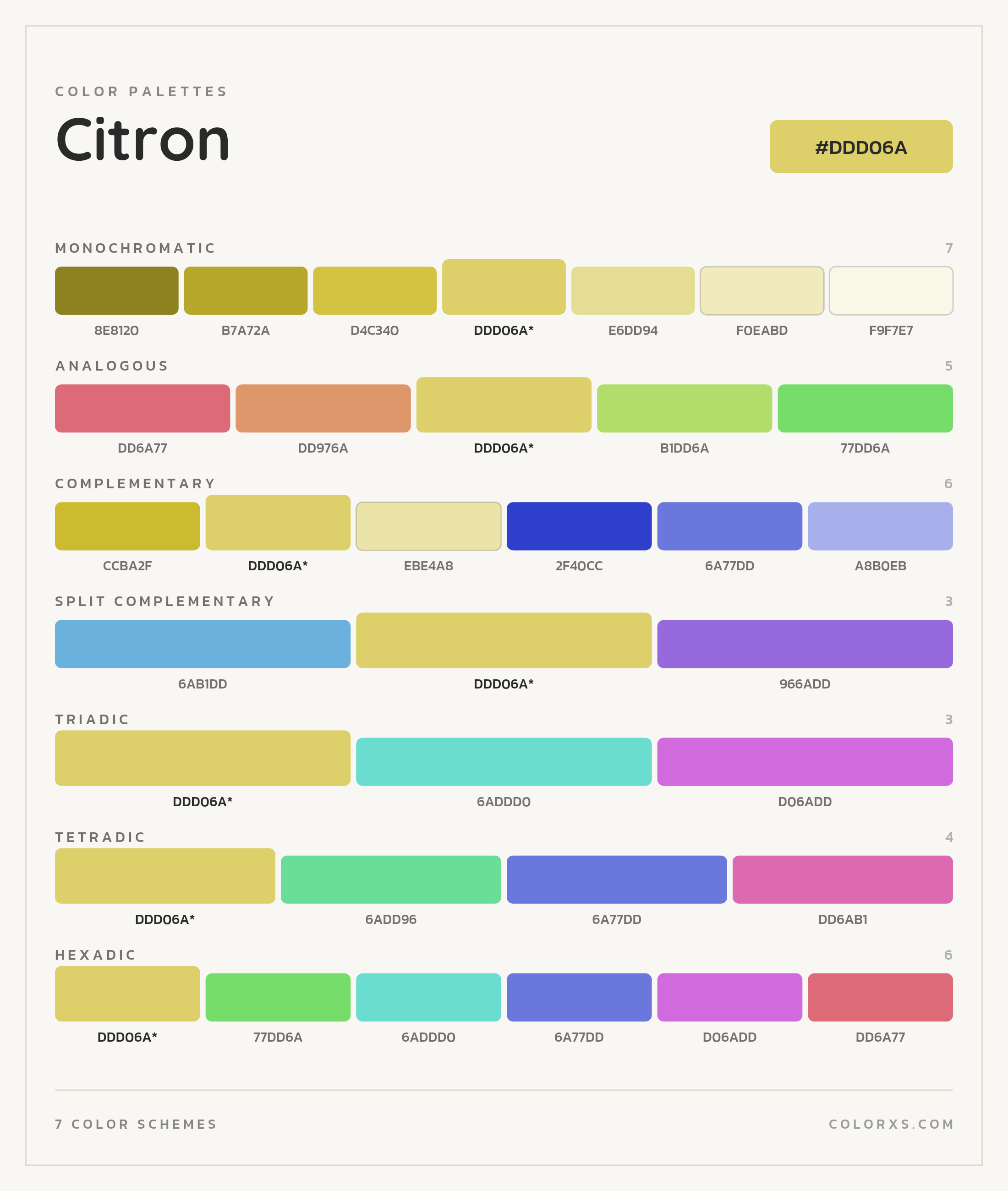 Citron Color Scheme Palettes