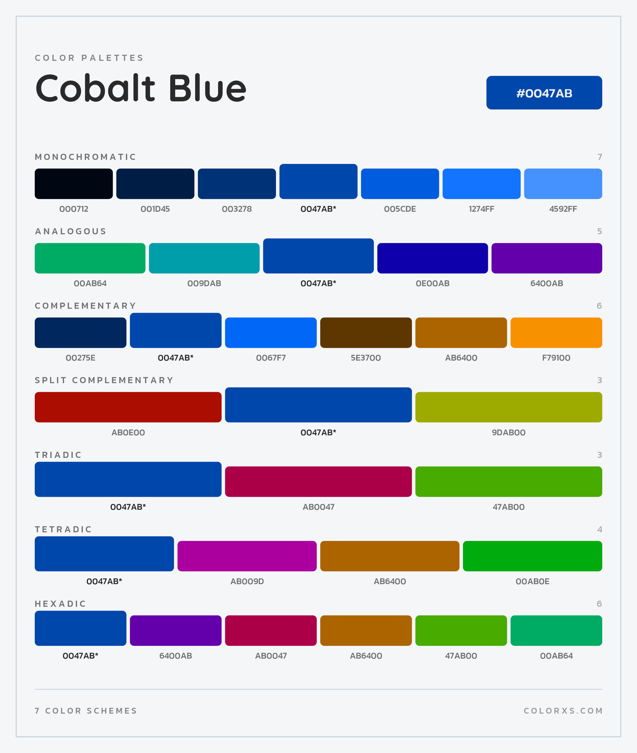 Cobalt Blue Color Scheme Palettes
