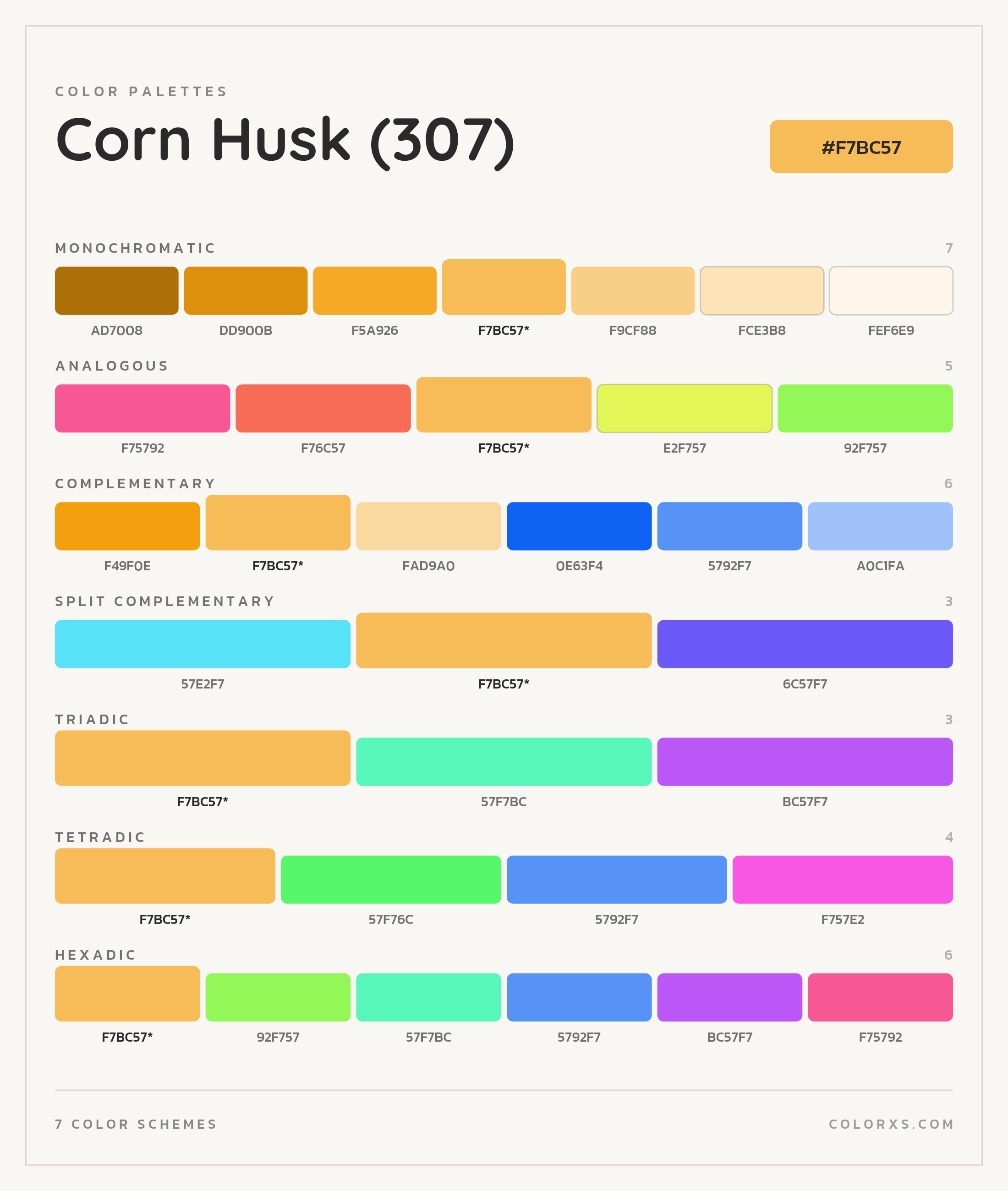 Corn Husk (307) Color Scheme Palettes