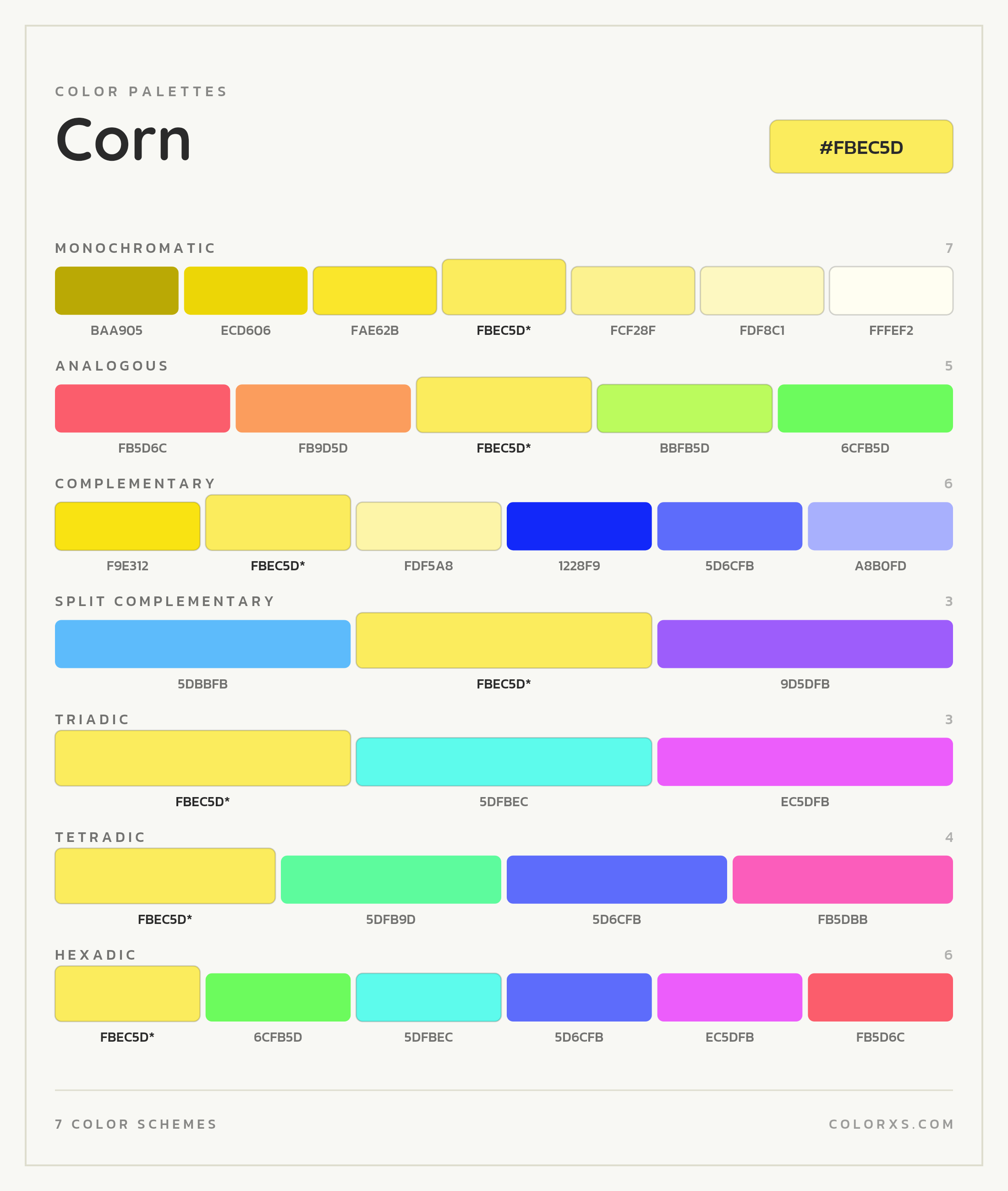 Corn Color Scheme Palettes