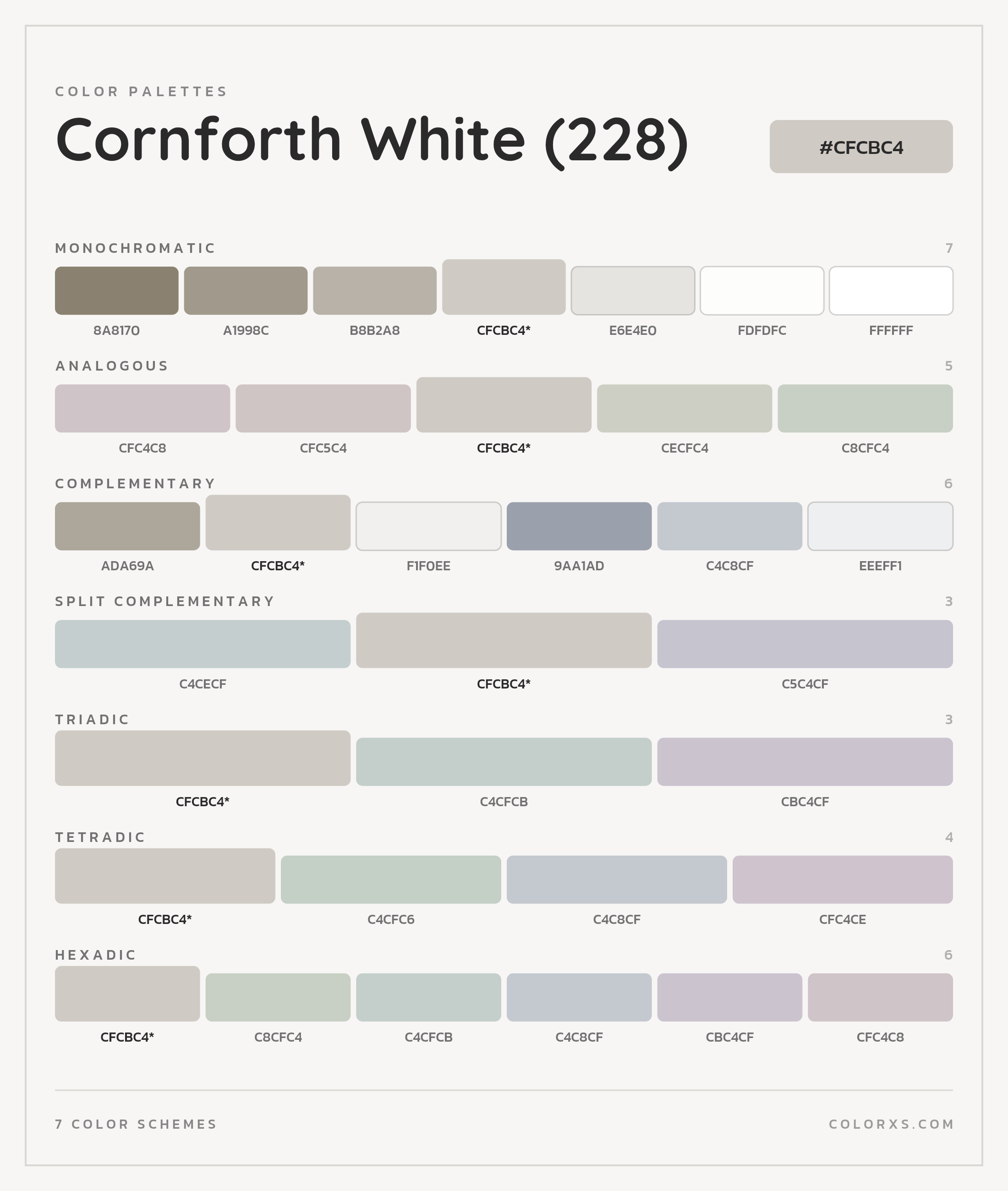 Cornforth White (228) Color Scheme Palettes