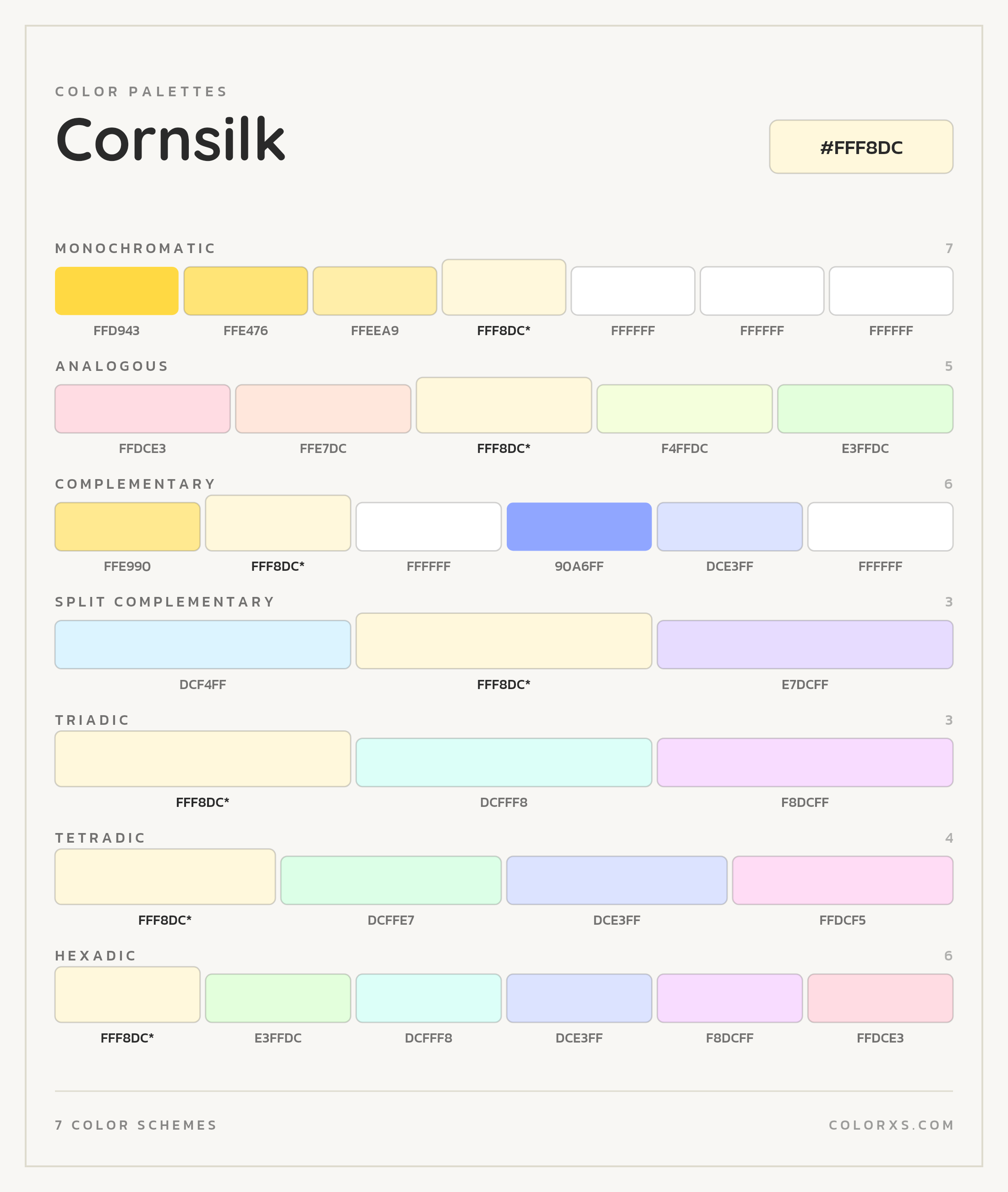 Cornsilk Color Scheme Palettes