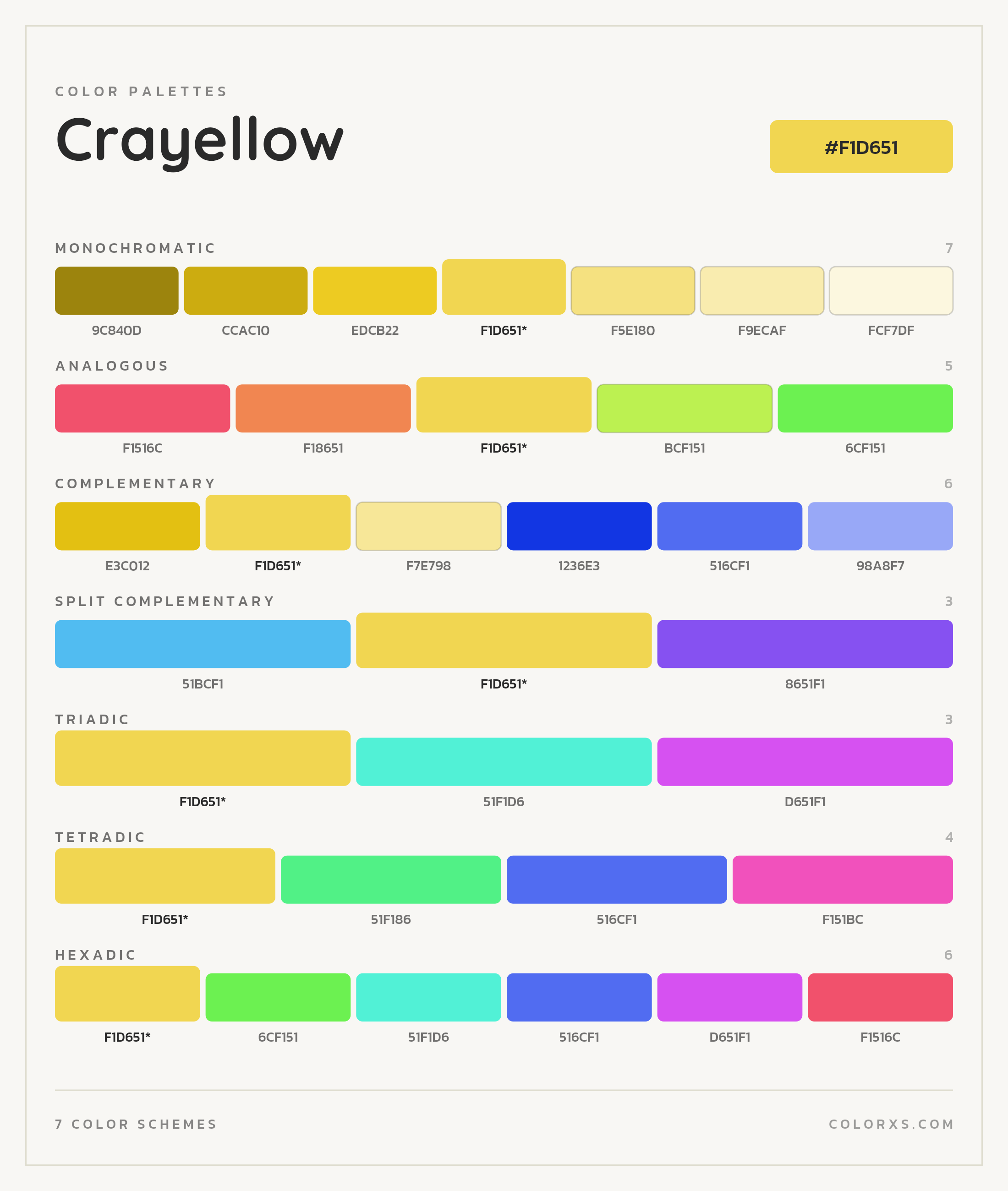 Crayellow Color Scheme Palettes