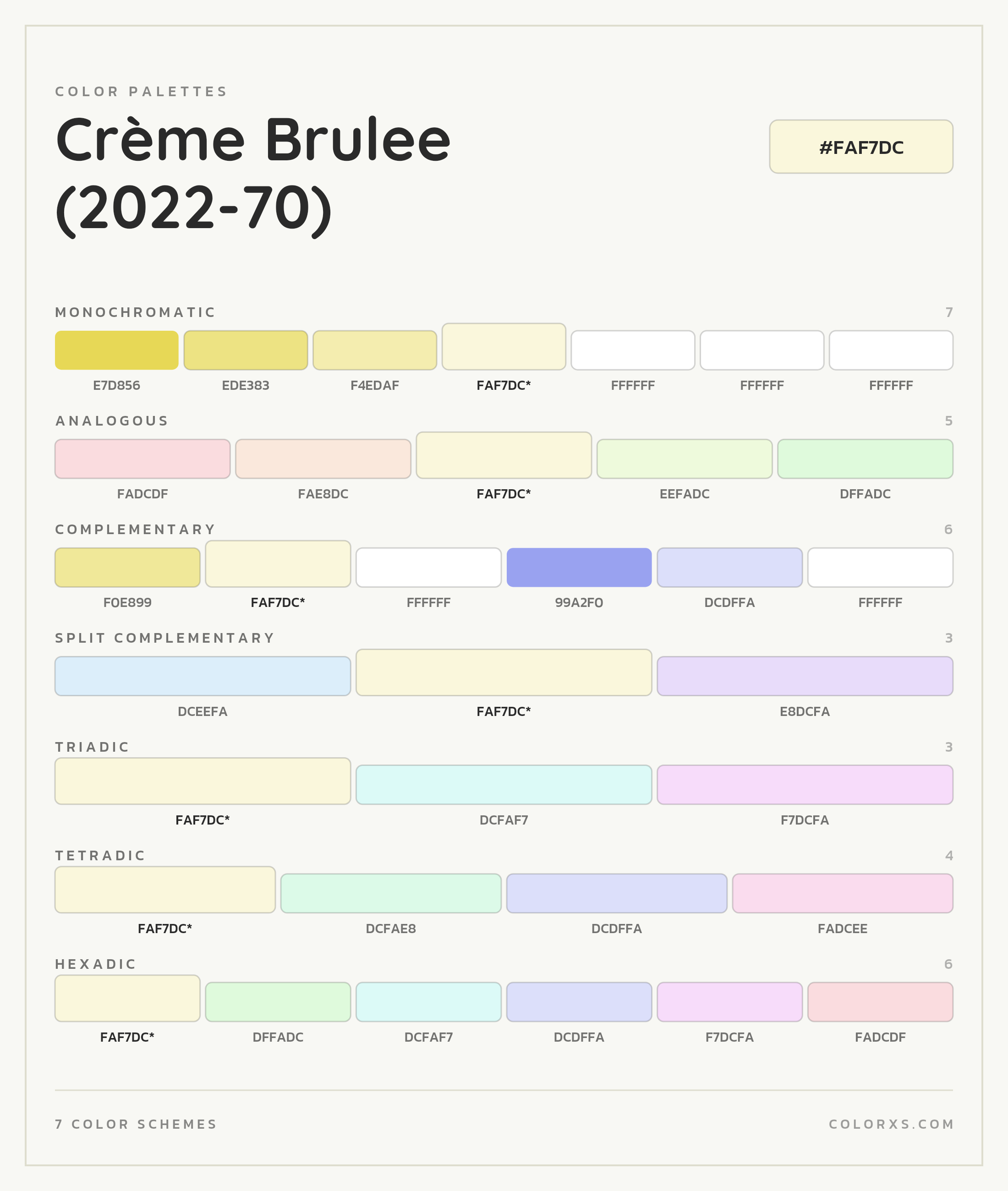 Crème Brulee (2022-70) Color Scheme Palettes