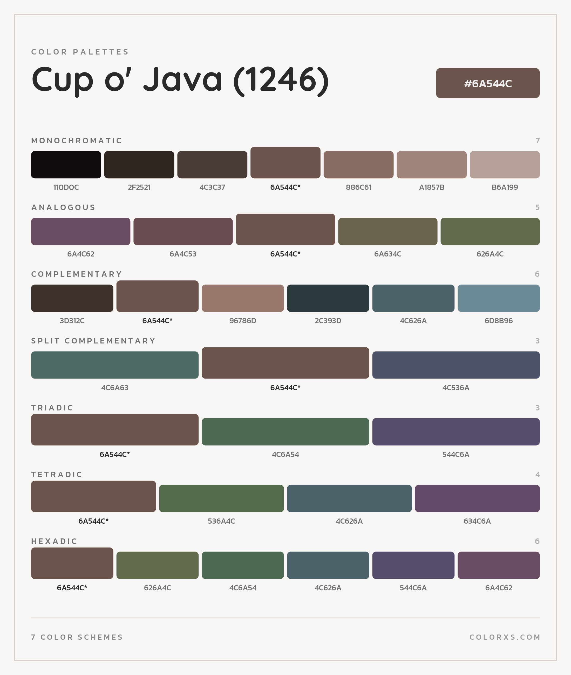 Cup o' Java (1246) Color Scheme Palettes