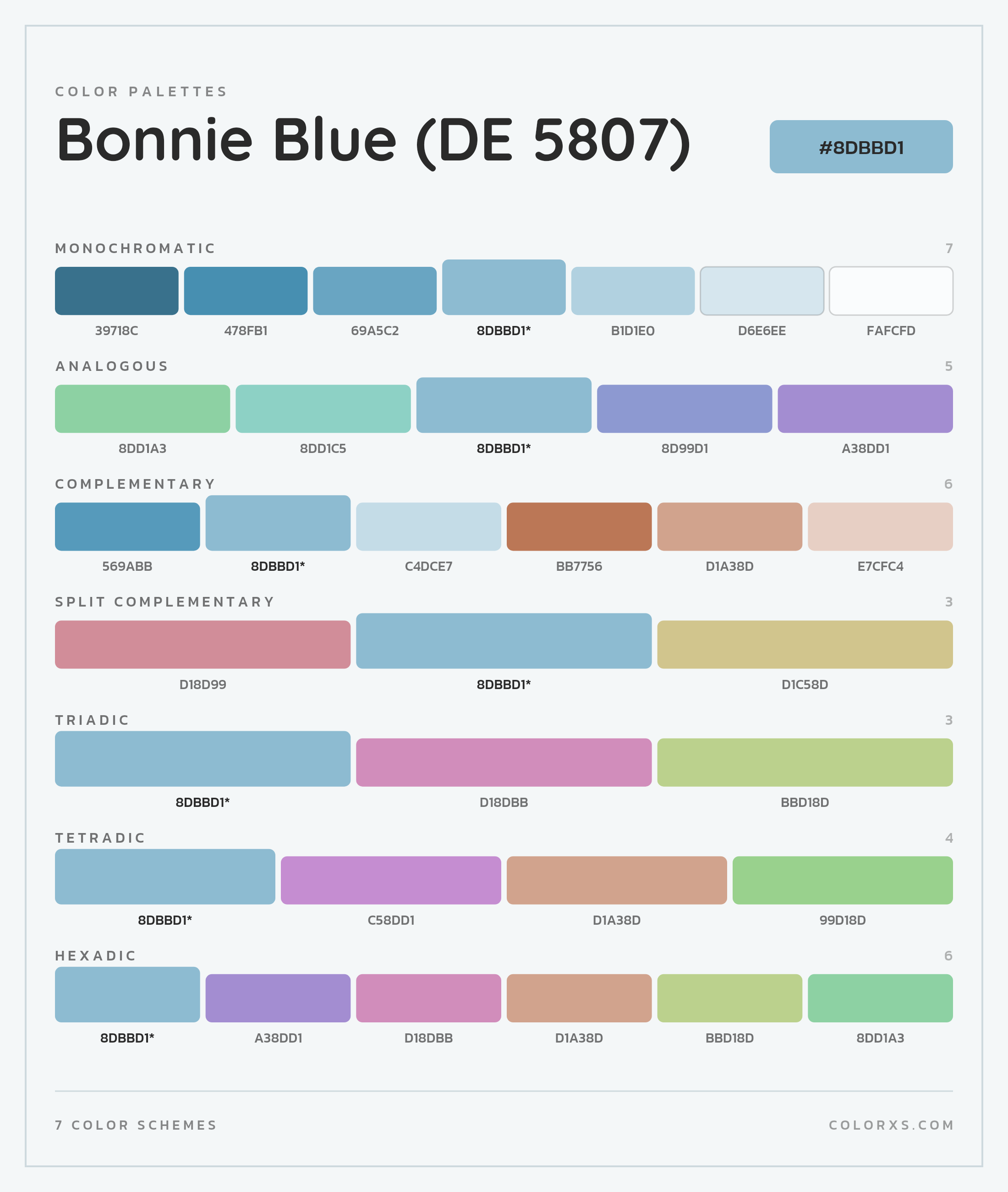 Bonnie Blue (DE 5807) Color Scheme Palettes