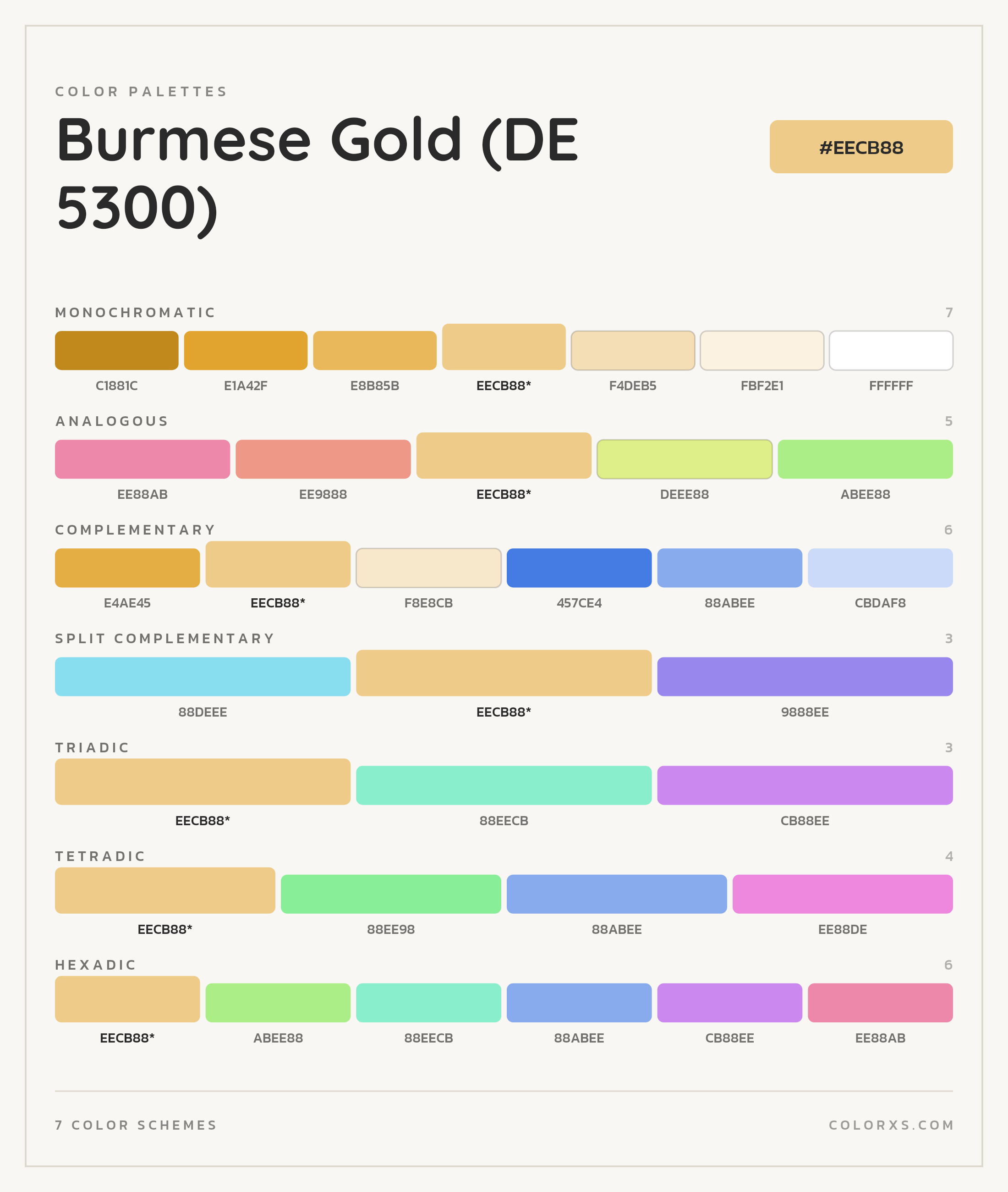 Burmese Gold (DE 5300) Color Scheme Palettes