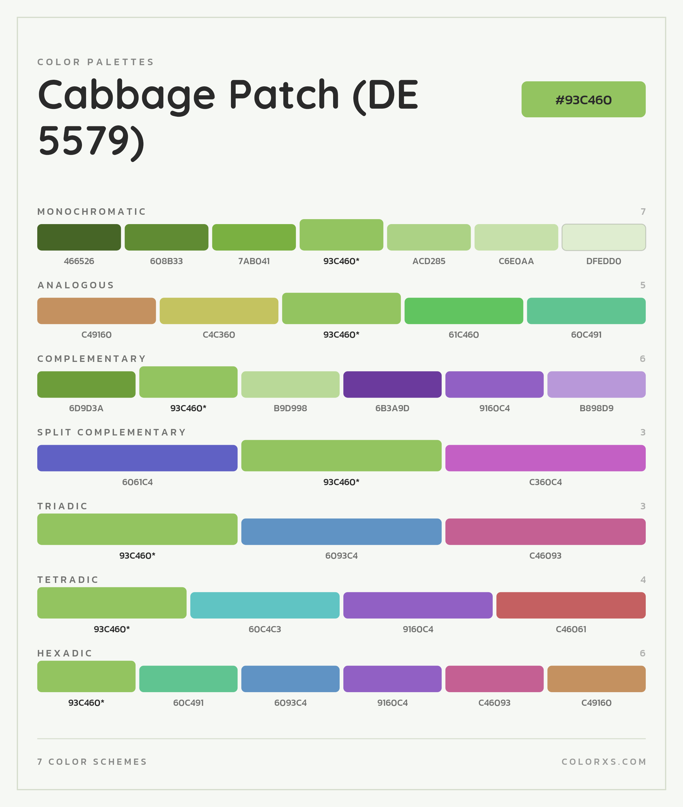 Cabbage Patch (DE 5579) Color Scheme Palettes