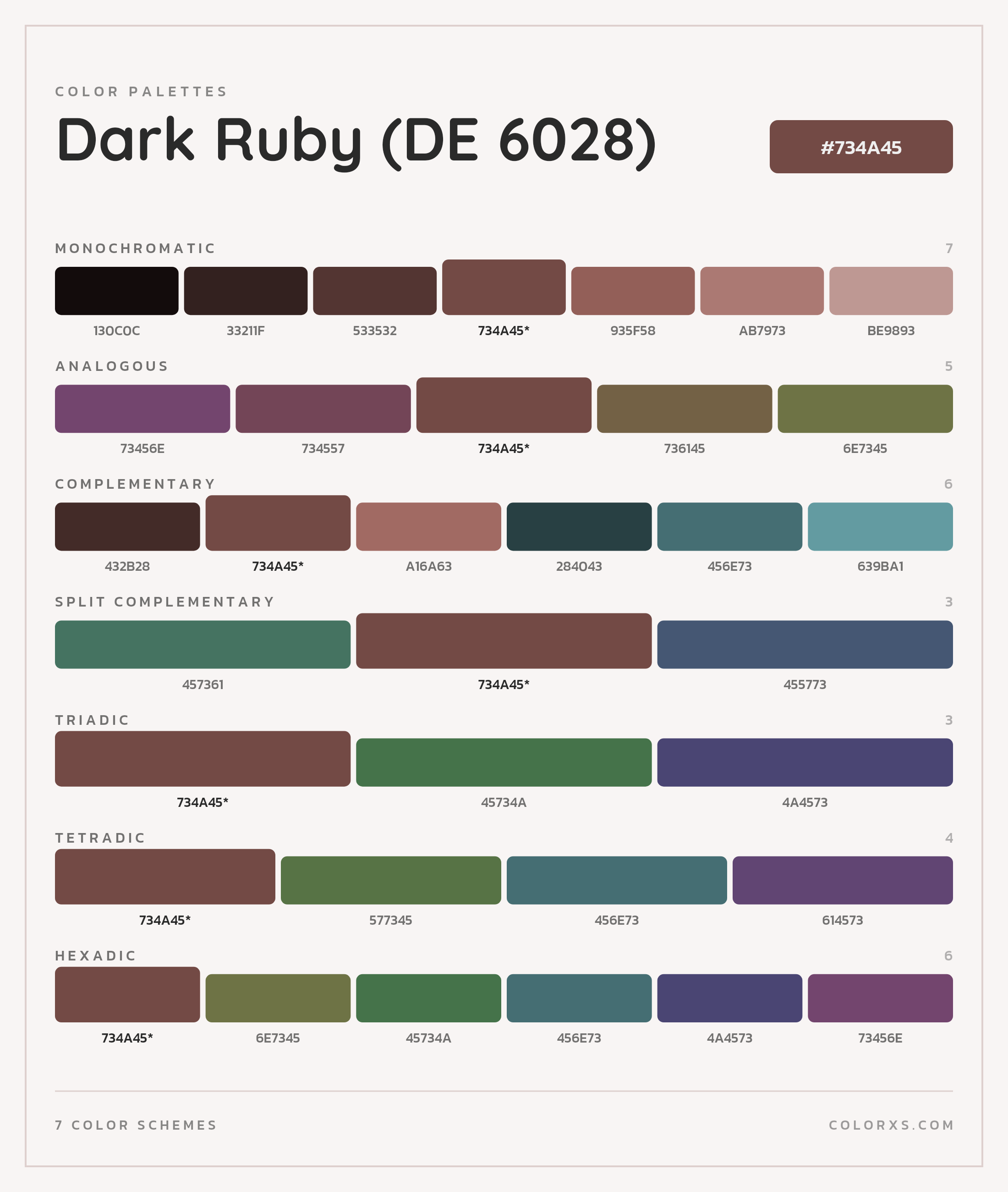 Dark Ruby (DE 6028) Color Scheme Palettes
