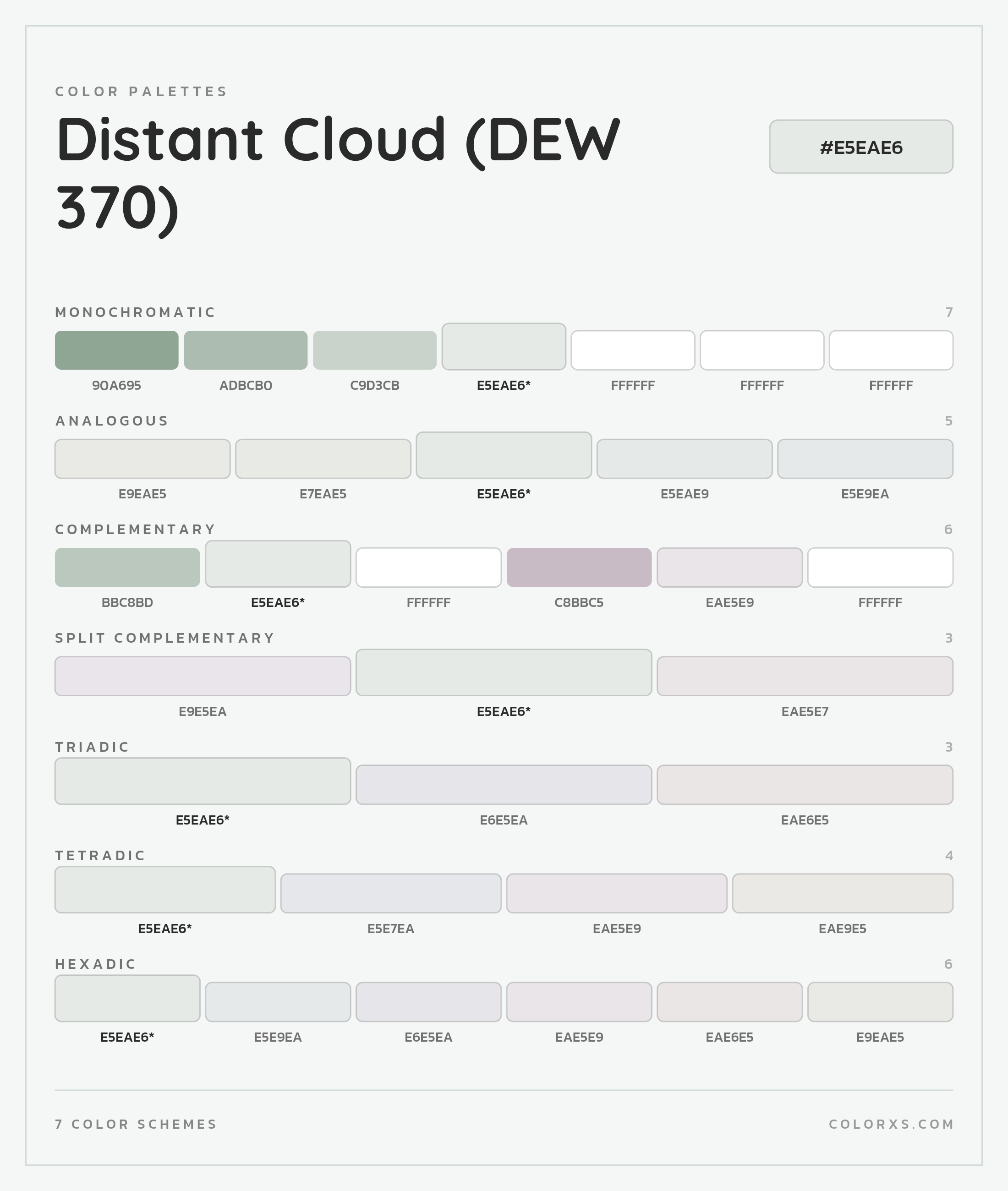 Distant Cloud (DEW 370) Color Scheme Palettes