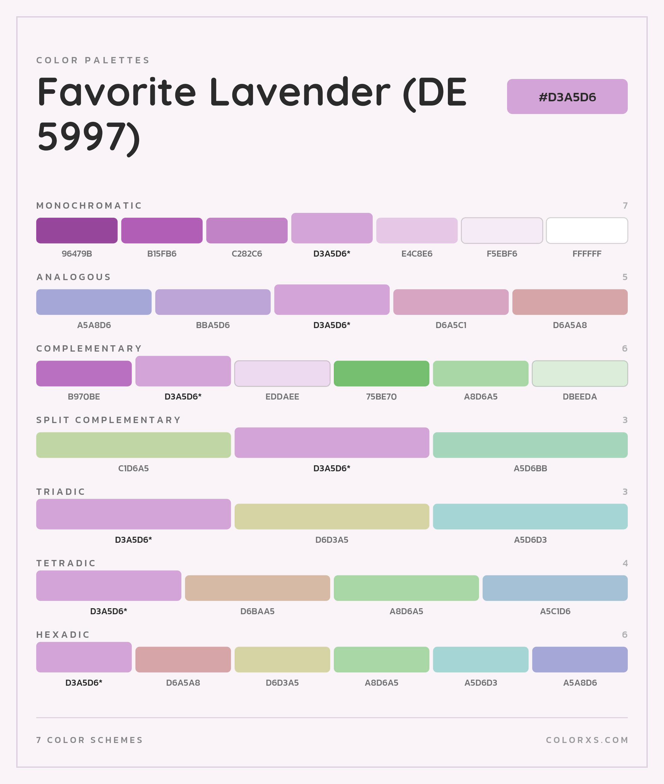Favorite Lavender (DE 5997) Color Scheme Palettes