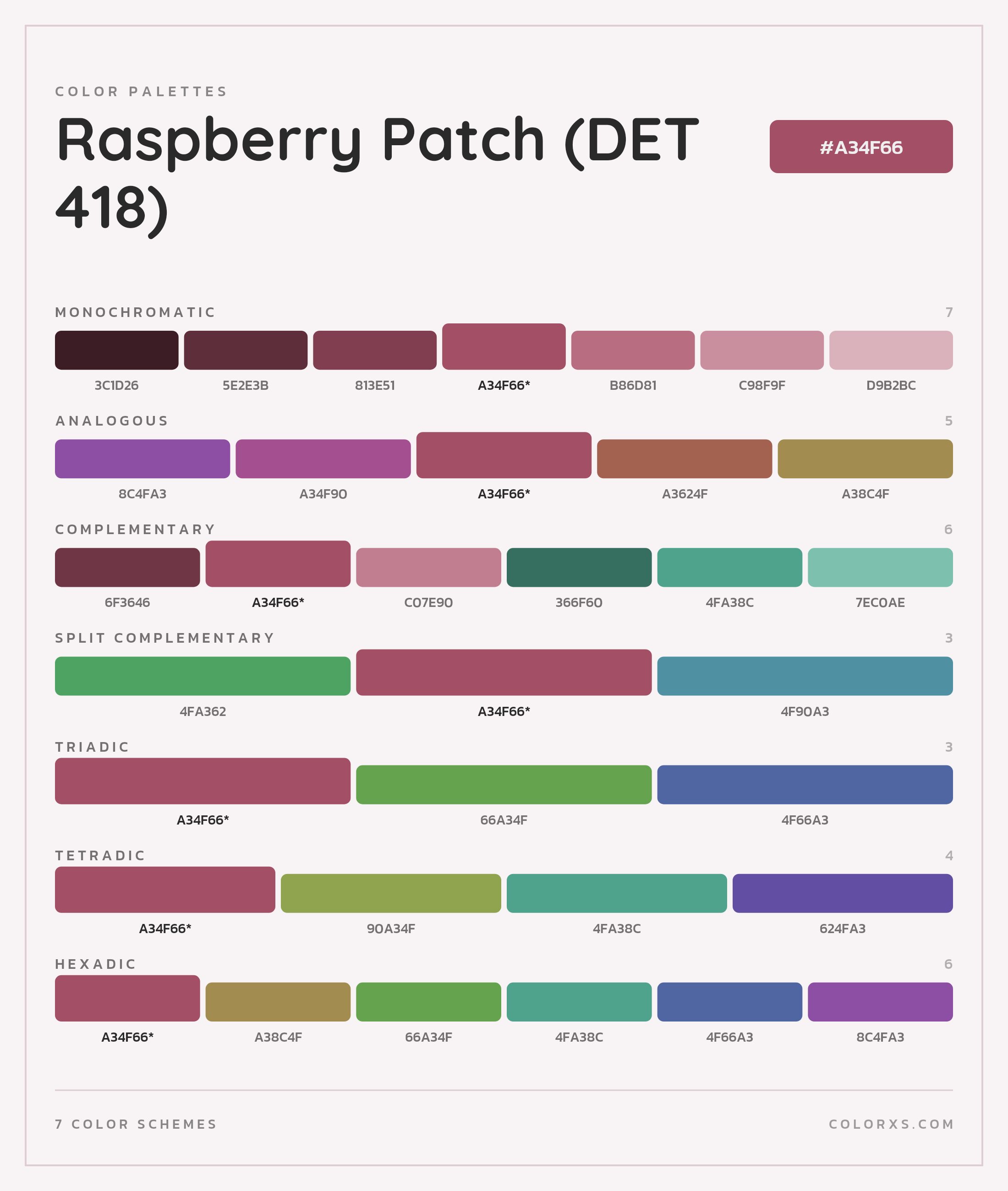 Raspberry Patch (DET 418) Color Scheme Palettes