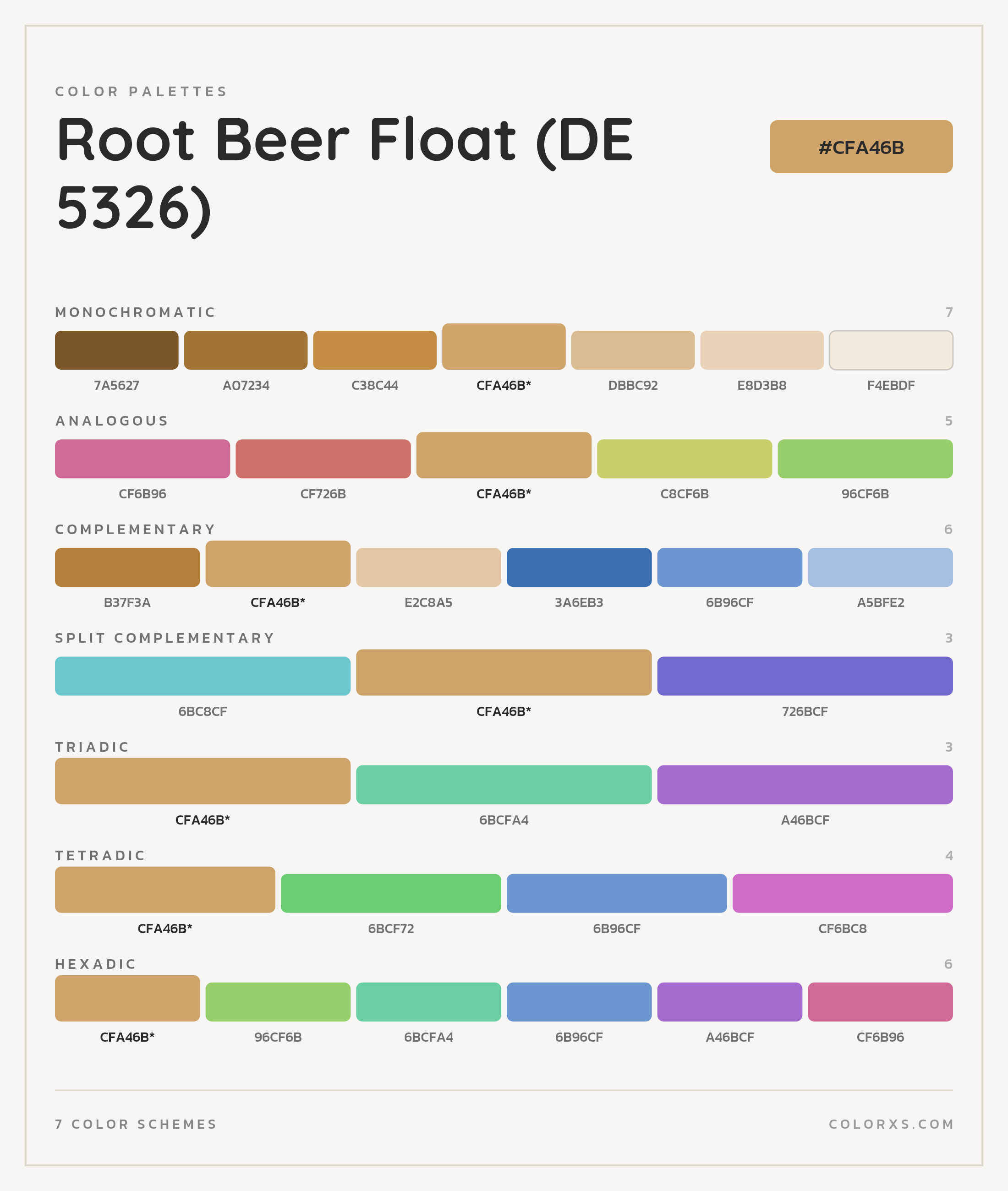 Root Beer Float (DE 5326) Color Scheme Palettes
