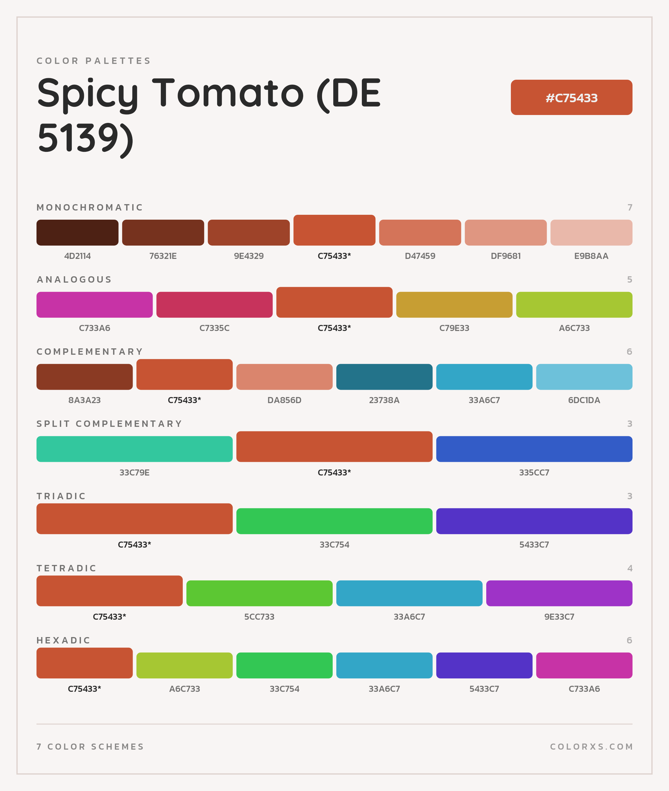 Spicy Tomato (DE 5139) Color Scheme Palettes