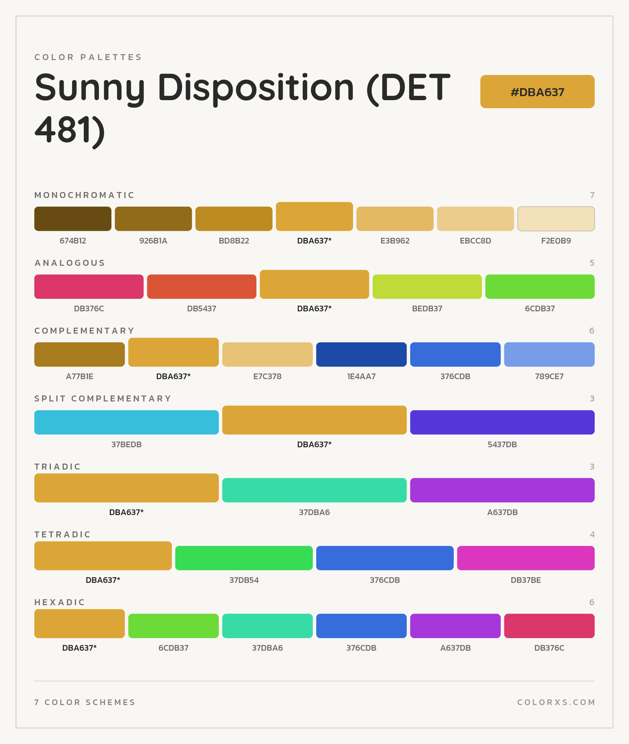 Sunny Disposition (DET 481) Color Scheme Palettes