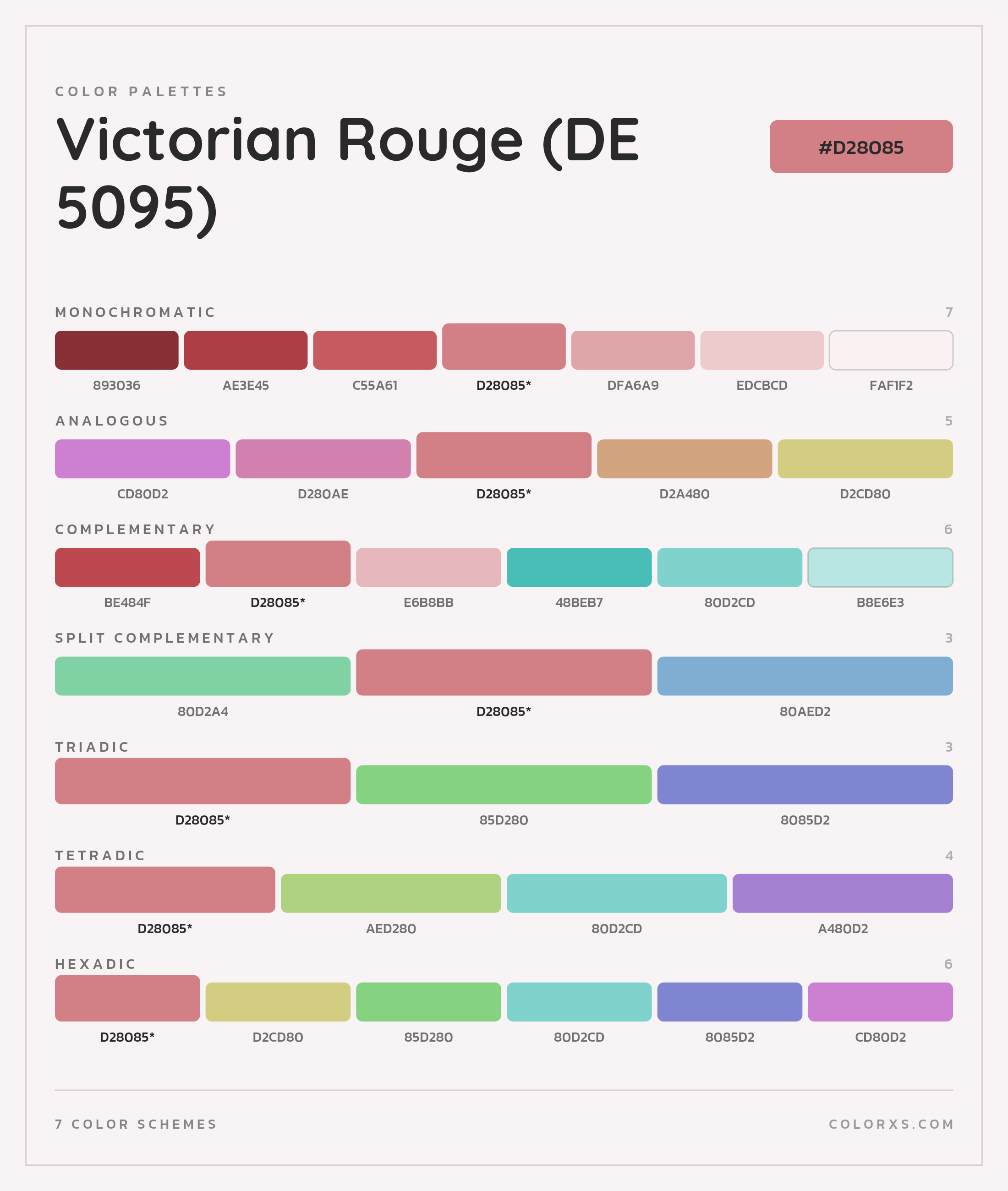 Victorian Rouge (DE 5095) Color Scheme Palettes