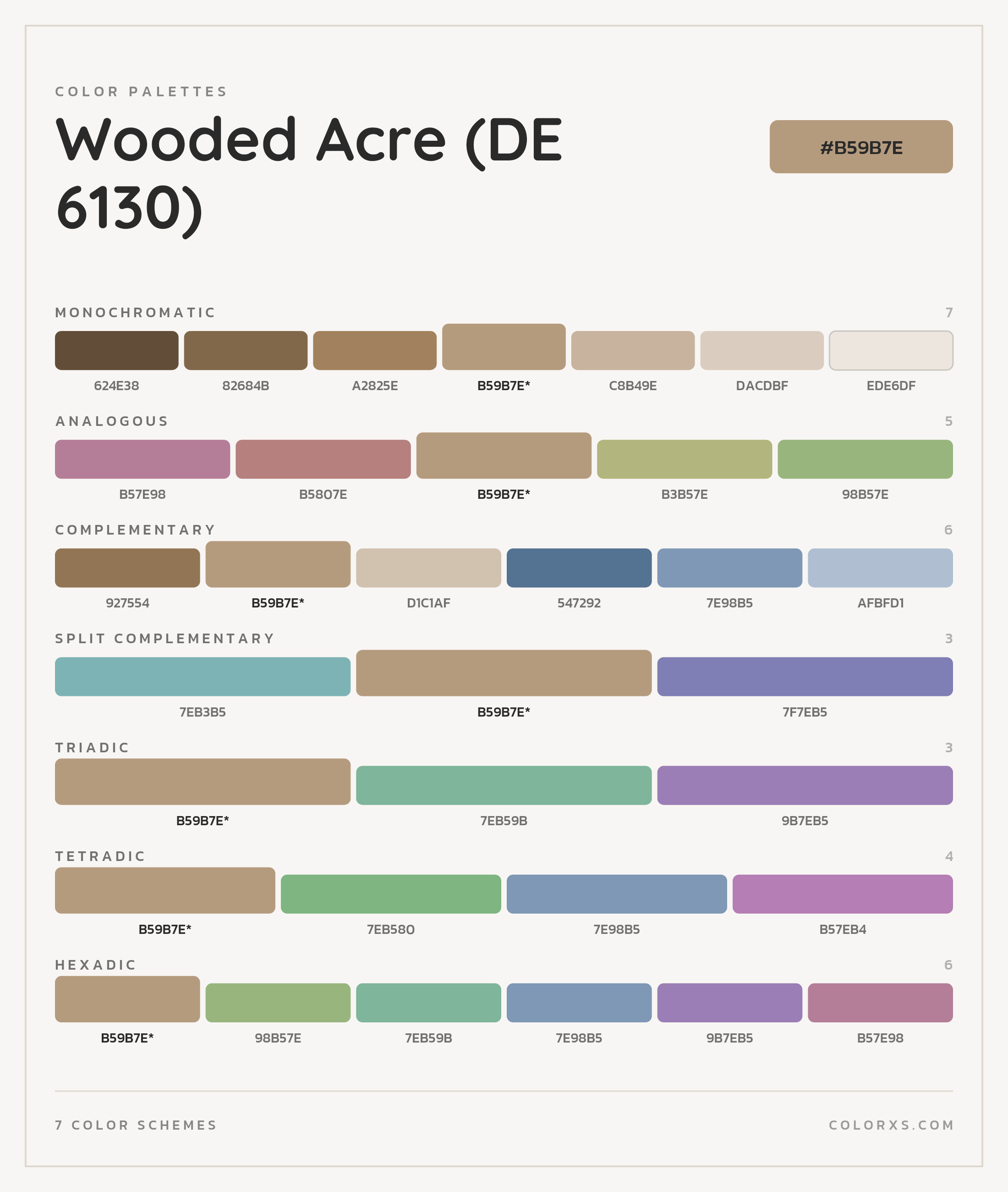 Wooded Acre (DE 6130) Color Scheme Palettes