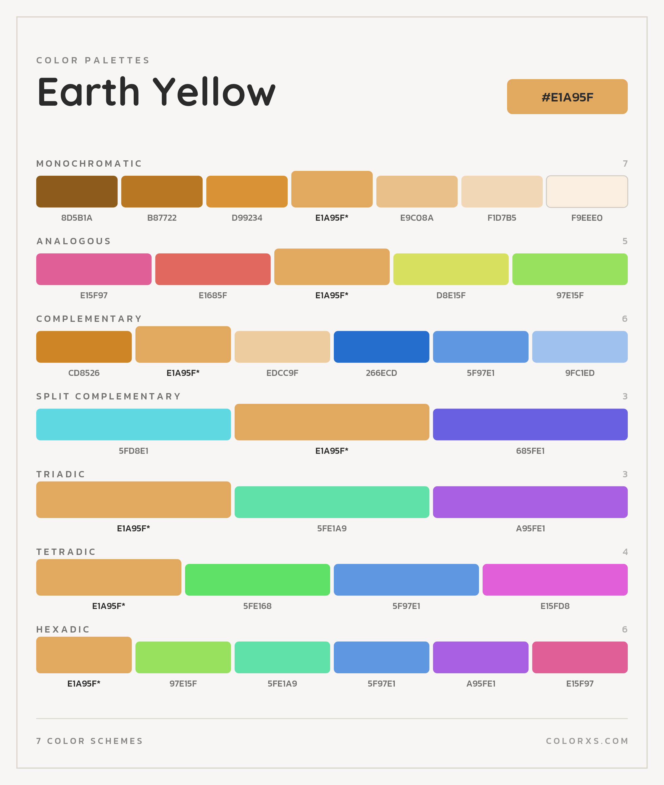 Earth Yellow Color Scheme Palettes