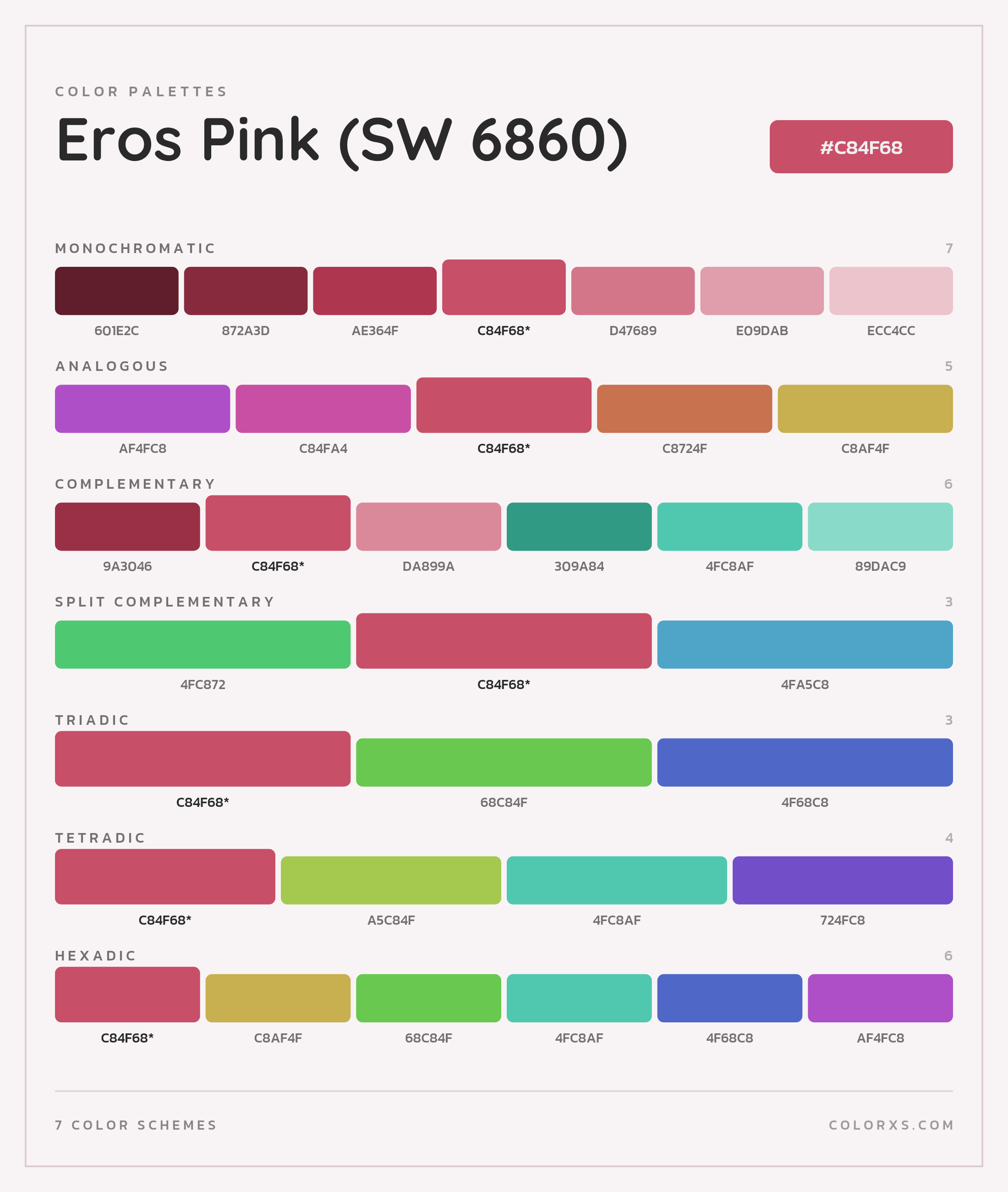Eros Pink (SW 6860) Color Scheme Palettes