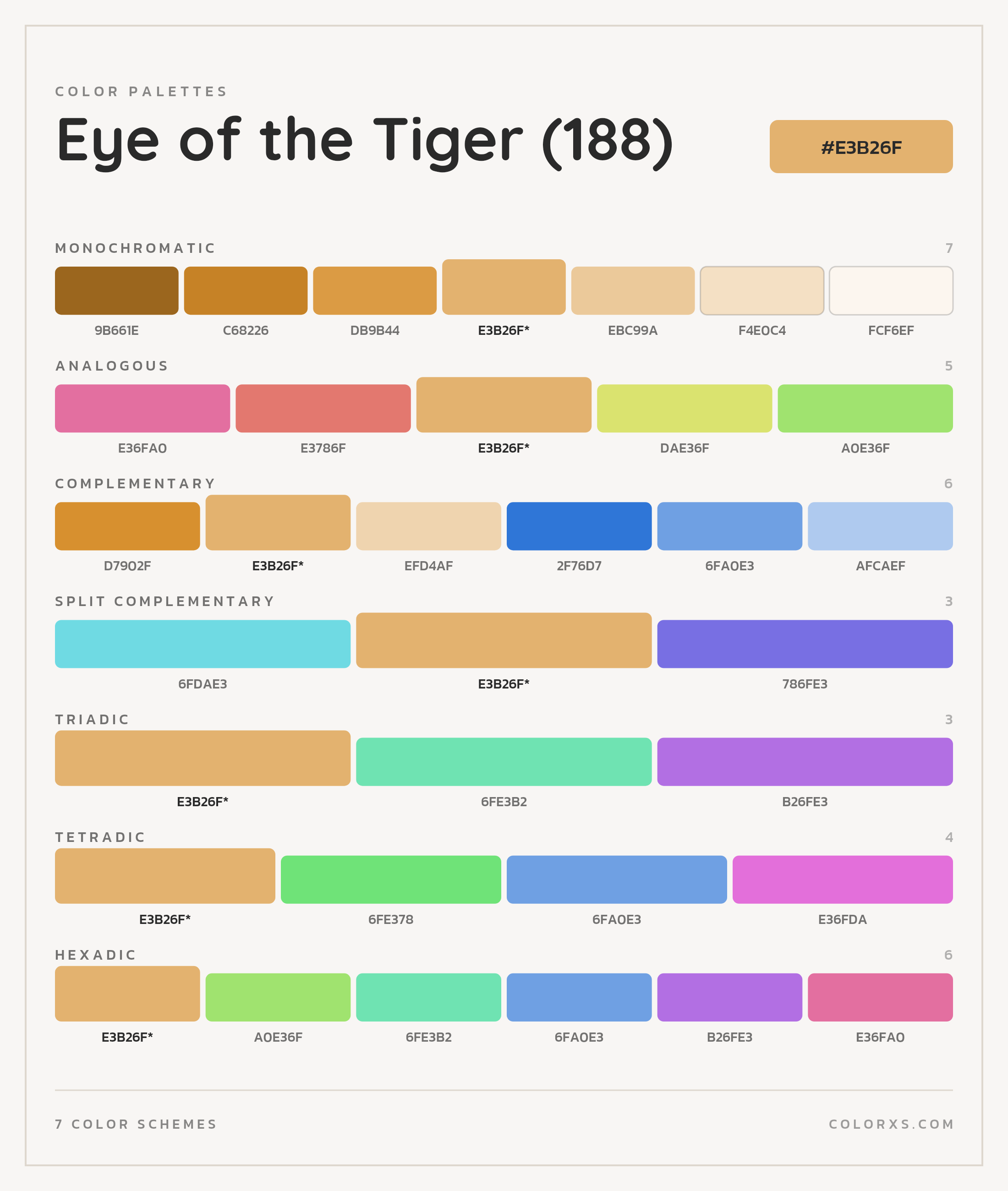 Eye of the Tiger (188) Color Scheme Palettes