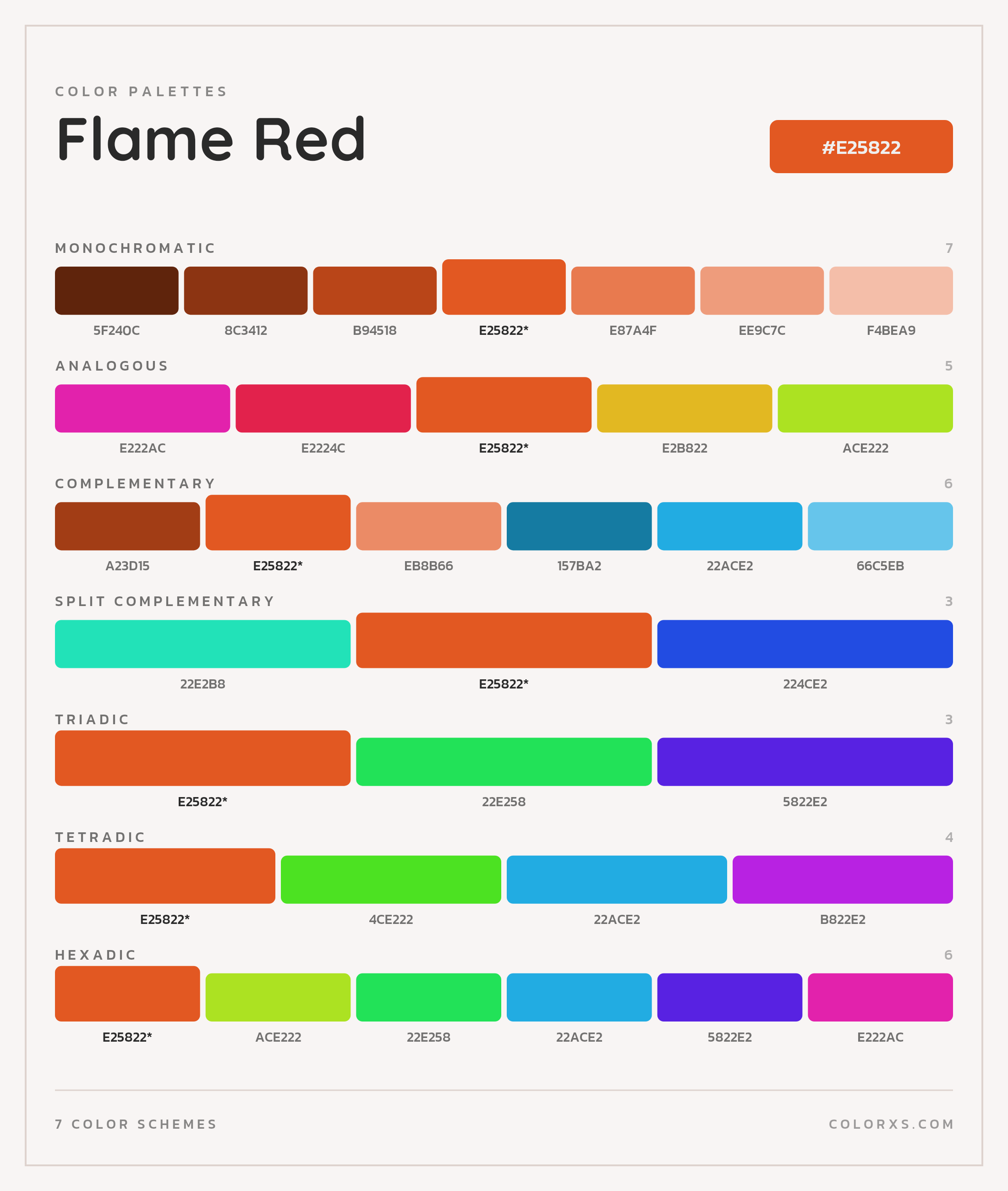 Flame Red Color Scheme Palettes