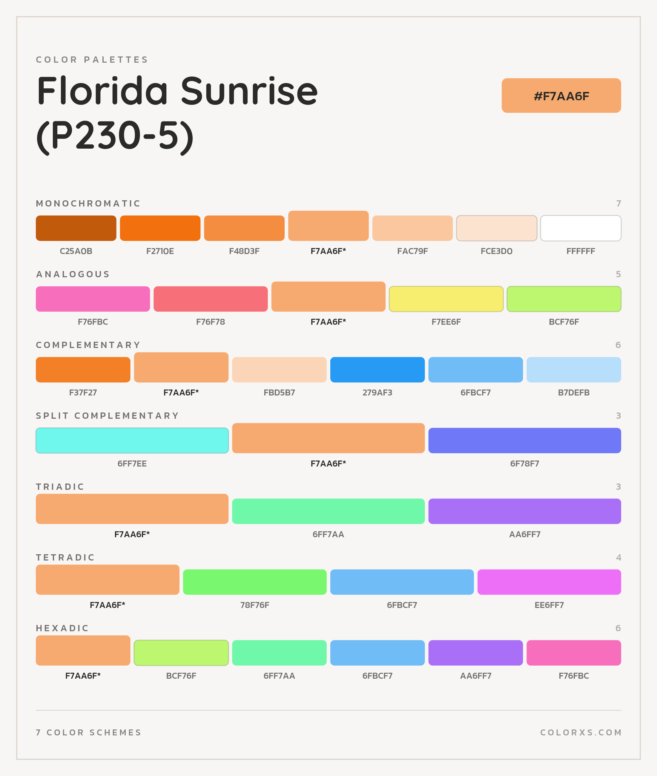 Florida Sunrise (P230-5) Color Scheme Palettes